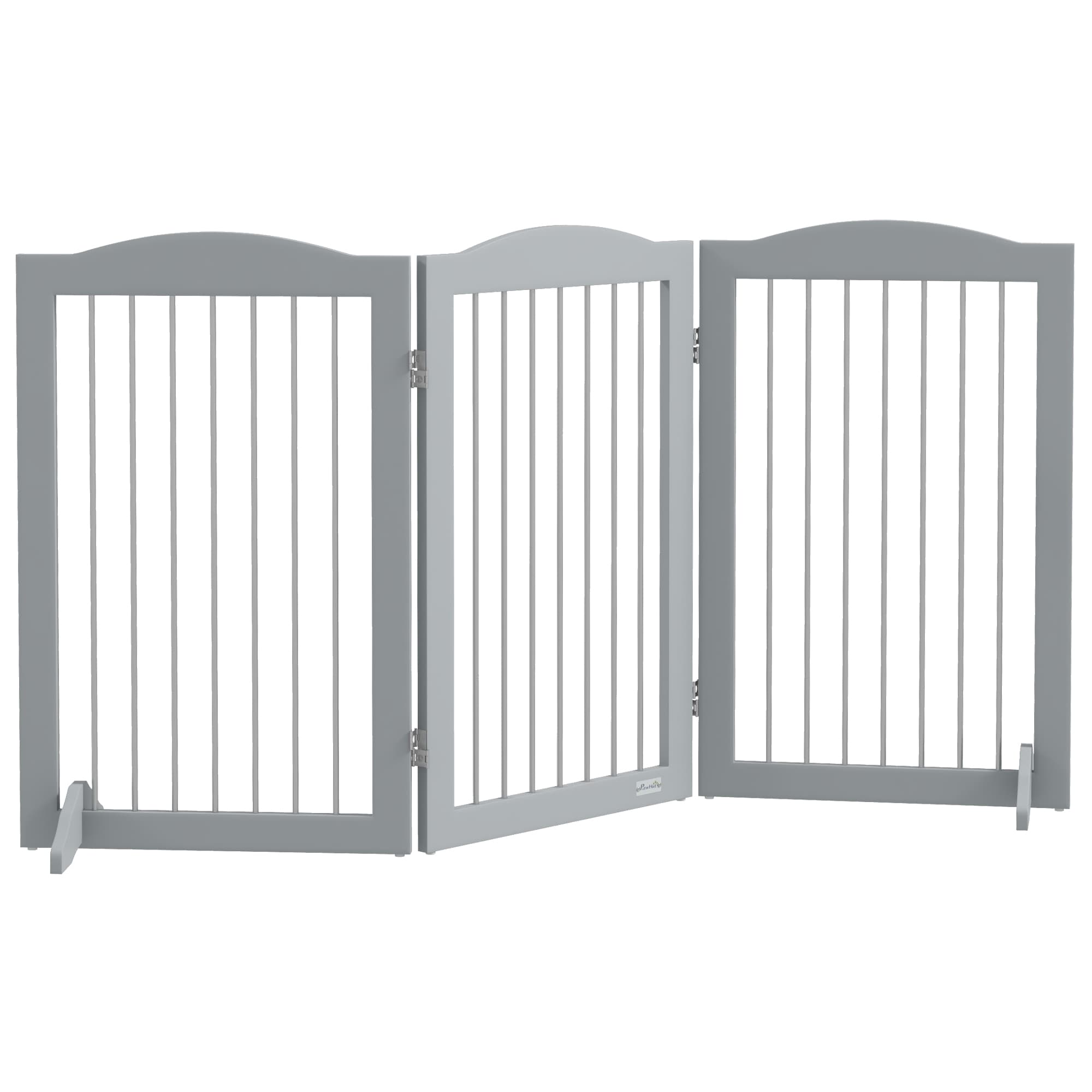 PawHut Barriere de sécurité pliable barrière chien trois plaques avec deux pieds de soutien 154 x 30 x 80 cm gris