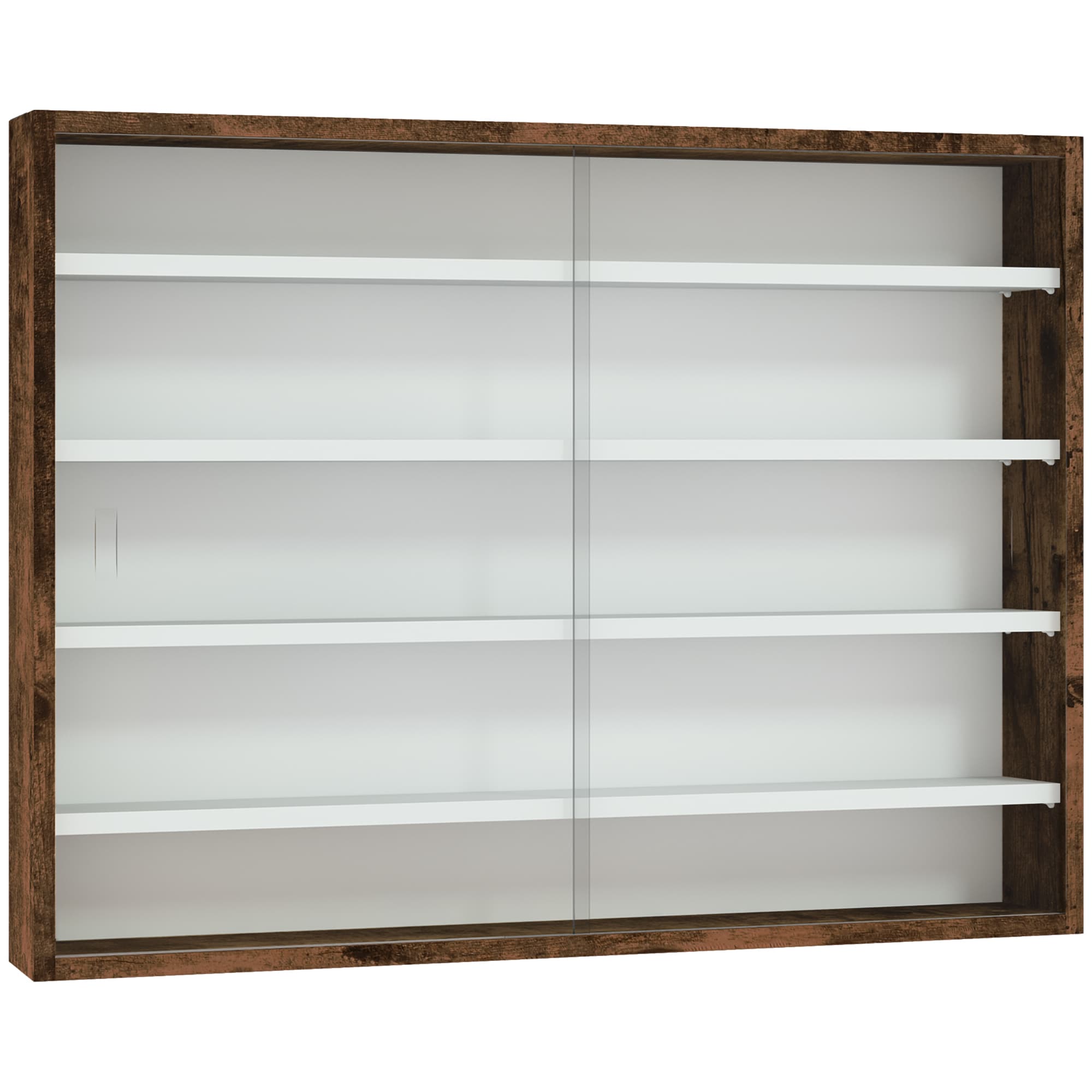HOMCOM Vitrine murale pour objets de collection 5 étagère réglables en hauteur et 2 portes coulissantes 80 x 9,5 x 60 cm marron