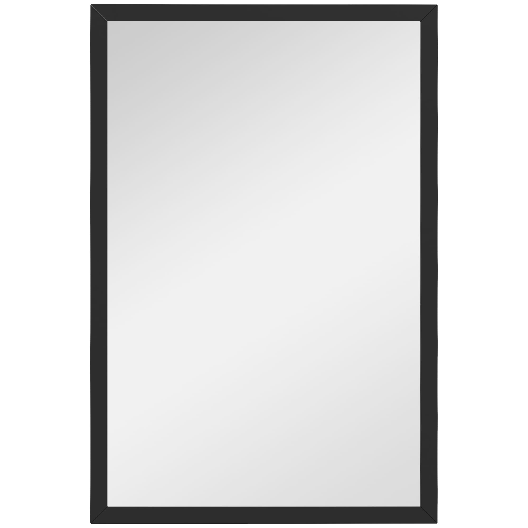 HOMCOM Miroir mural rectangulaire 60 x 40 cm, cadre en bois noir, idéal pour la salle de bain, salon ou chambre