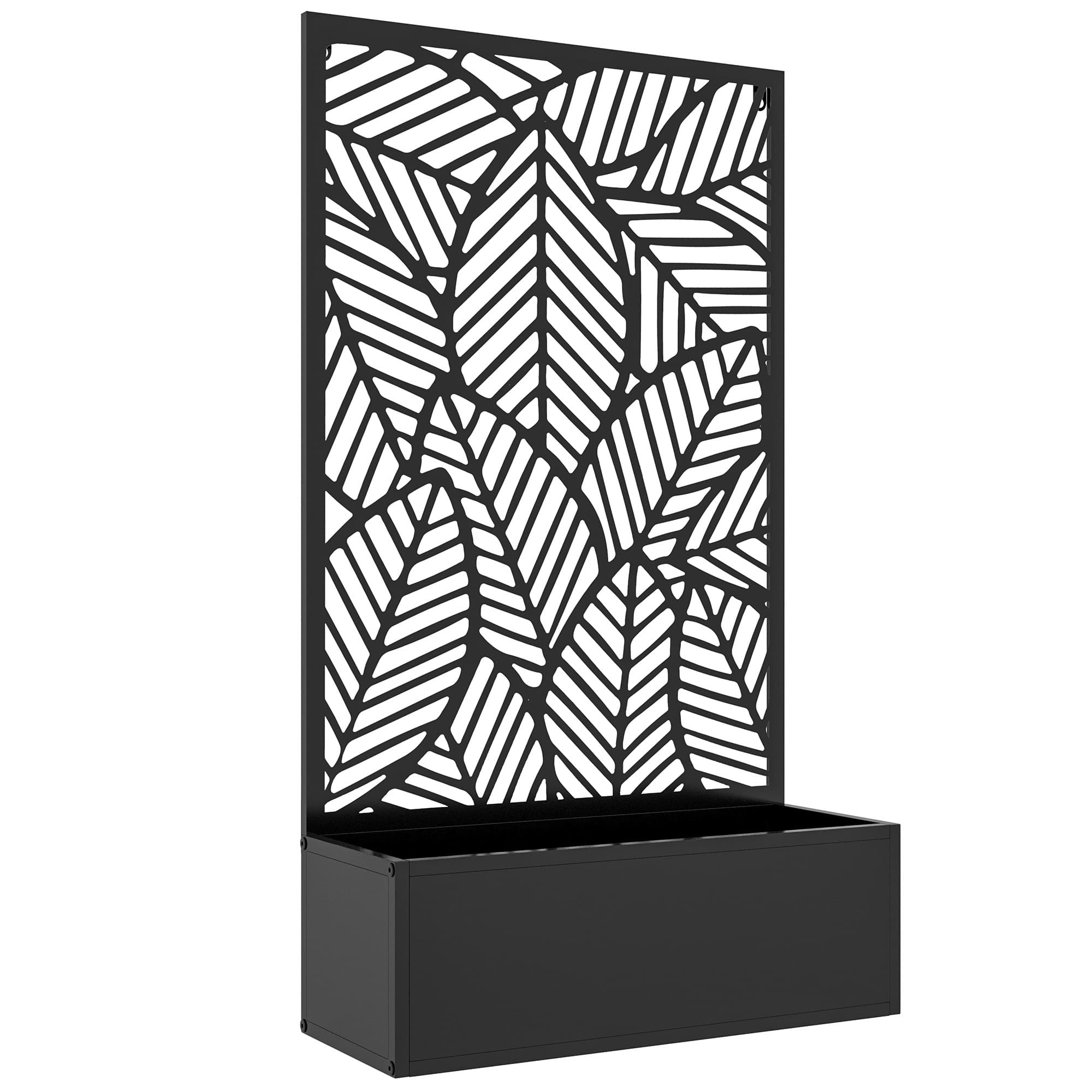 Outsunny Jardiniere balcon avec treillis Pot de fleur exterieur avec brise-vue paravent pour Plante Grimpante, bac à Fleurs - dim.61Lx23lx113Hcm