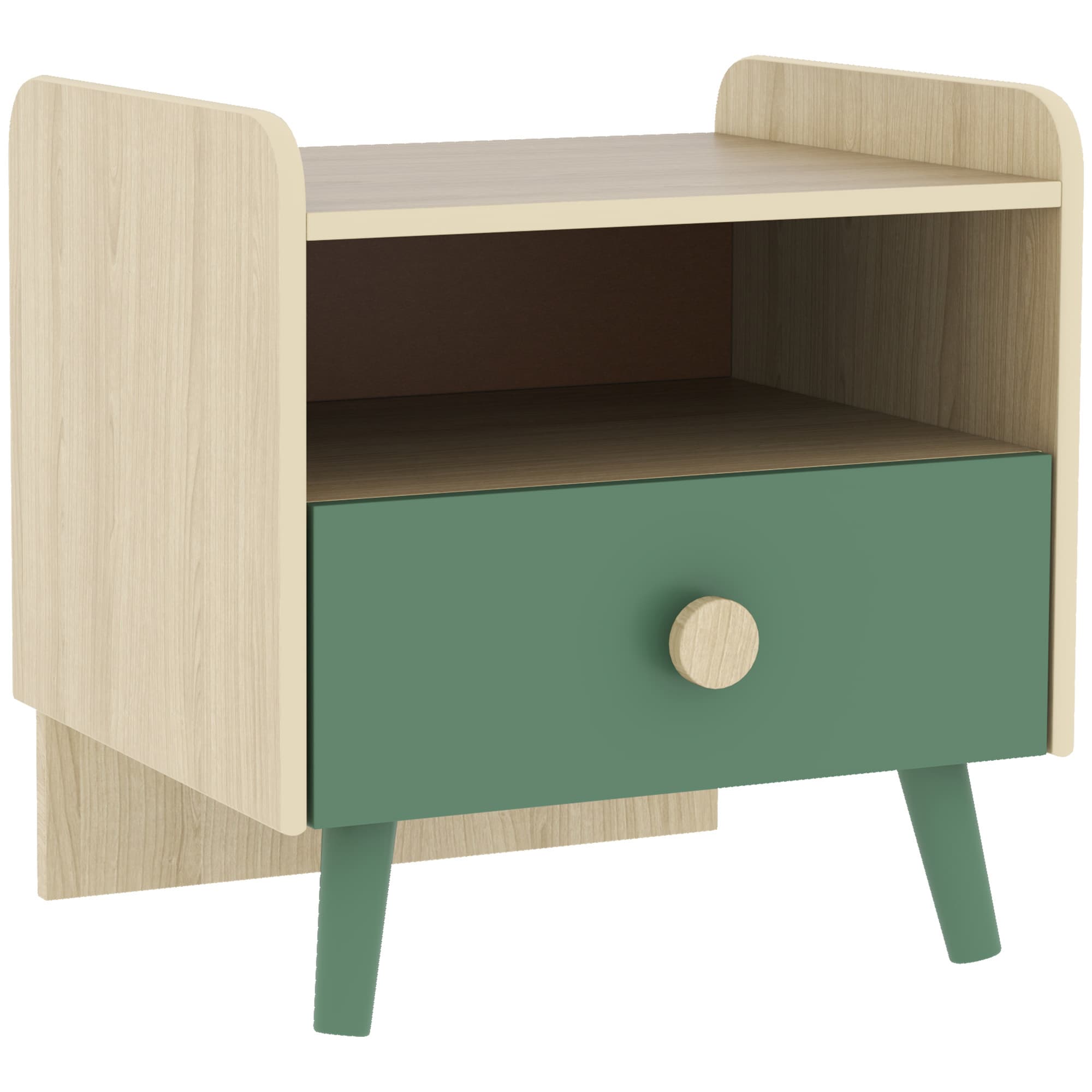AIYAPLAY Table de chevet enfant table de nuit enfant avec tiroir et niche, petite table d'appoint en bois pour chambre d'enfant