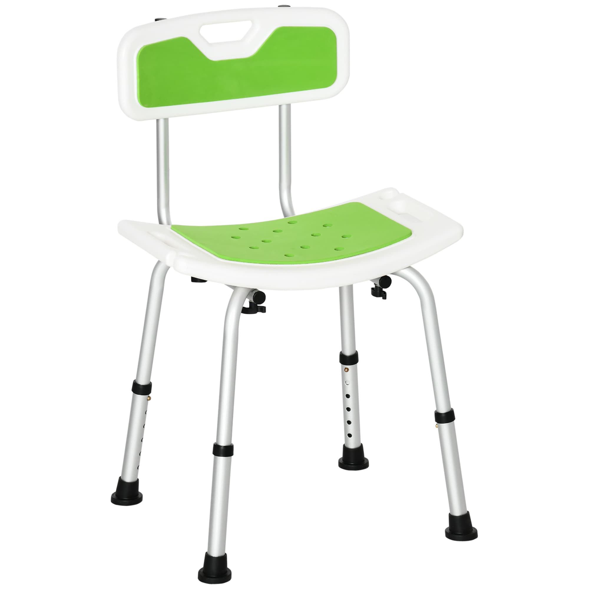 HOMCOM Tabouret de douche pour personnes âgées et handicapées hauteur réglable patins antidérapants support de pomme de douche