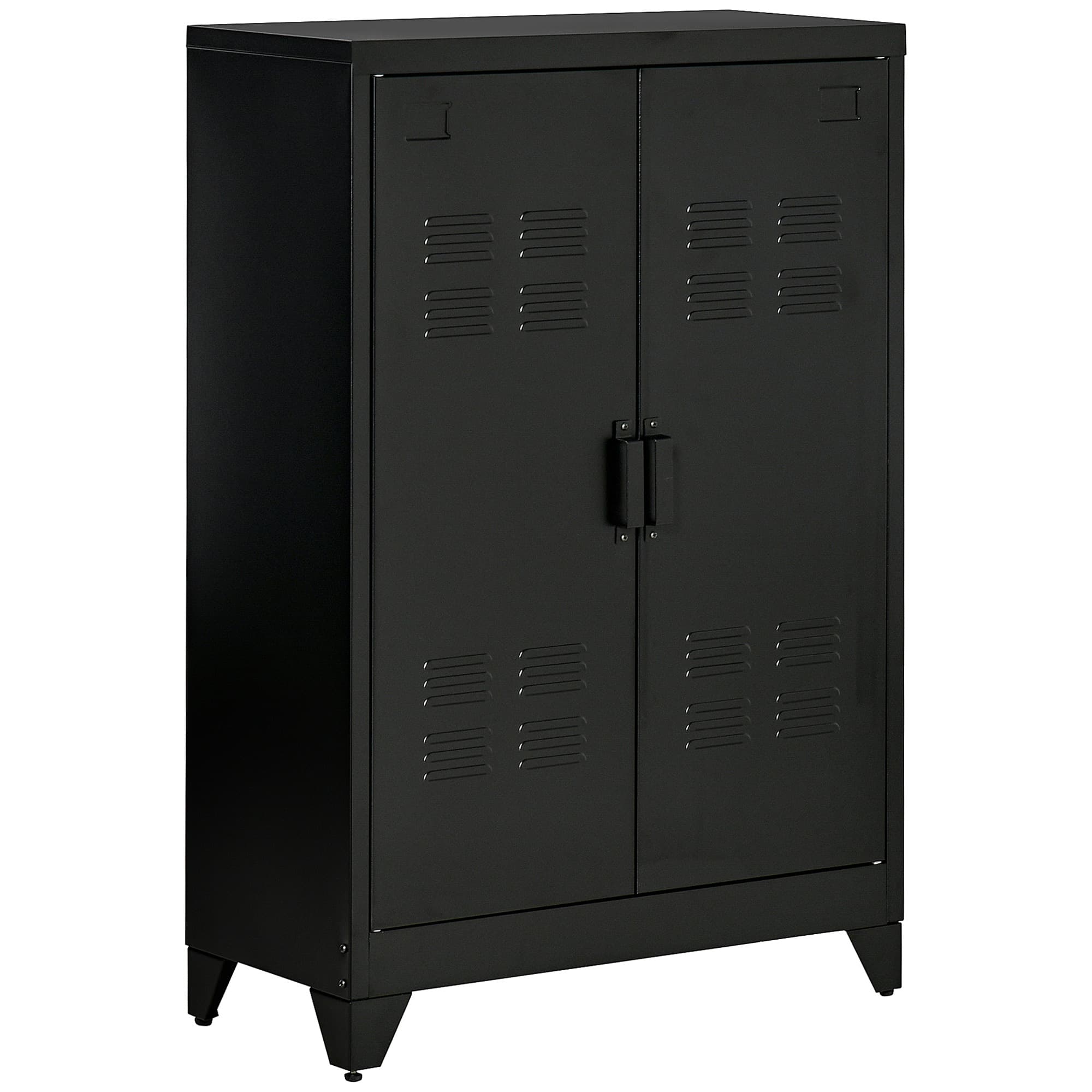 HOMCOM Armoire de Rangement métal Garde-robe Caisson de dossier Armoire Bureau sur pied Style Industriel - 2 étagères - Noir