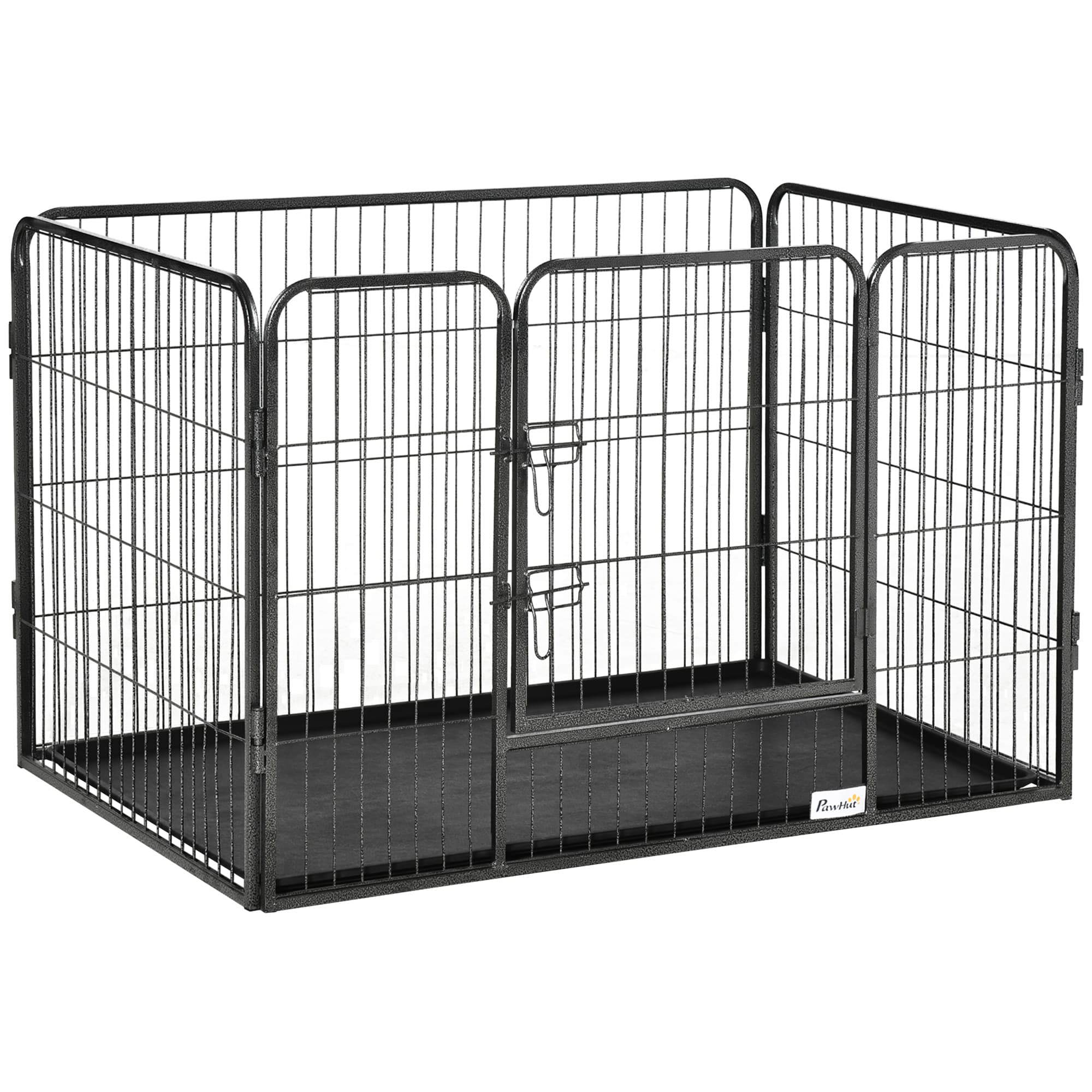 PawHut Enclos parc pour chien 4 panneaux en métal grillagé avec Porte Verrouillable, dim. 109L x 74l x 71H cm