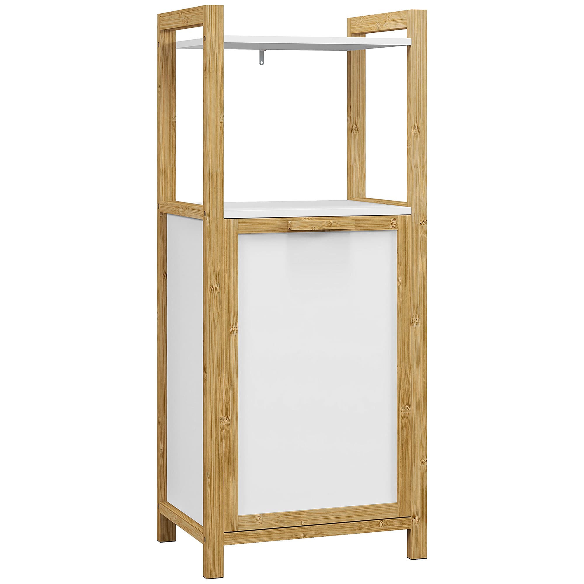 HOMCOM Meuble sur pied en bambou panier à linge salle de bain gain de place - 2 étagères - dim. 40L x 30l x 86,5H cm