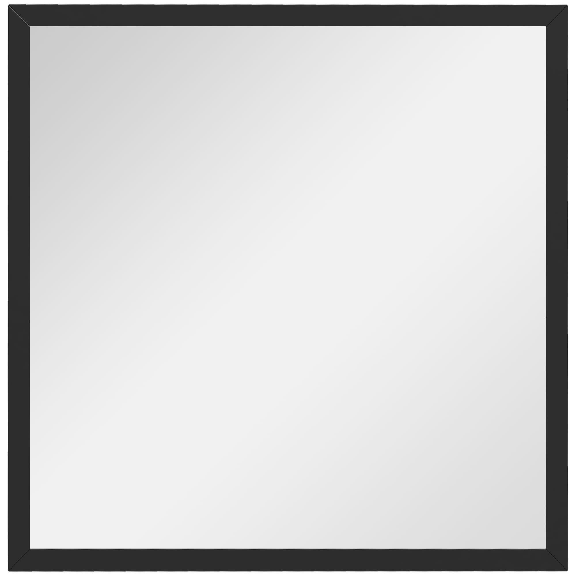 HOMCOM Miroir mural carré 50 x 50 cm, cadre en bois noir, idéal pour la salle de bain, salon ou chambre