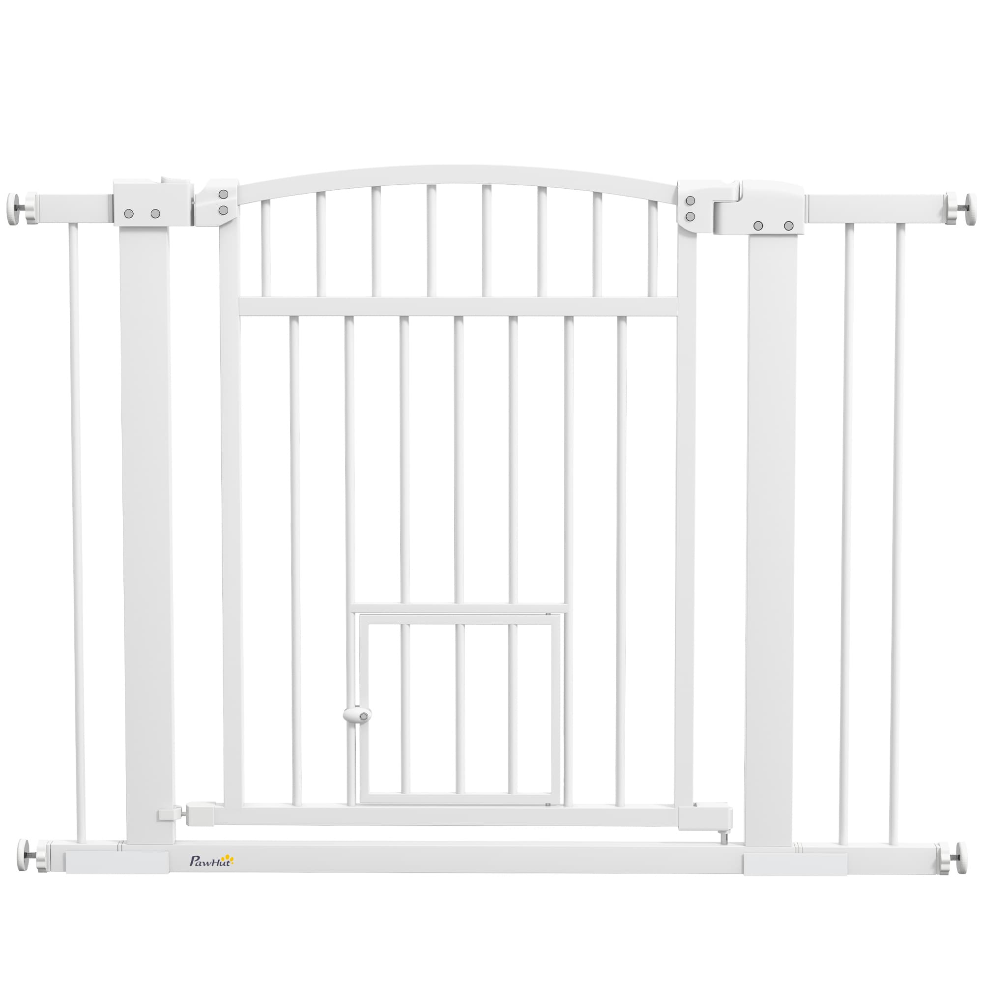 PawHut Barrière de sécurité chien système de double verrouillage montage par pression ou perçage largeur 76-104 cm blanc
