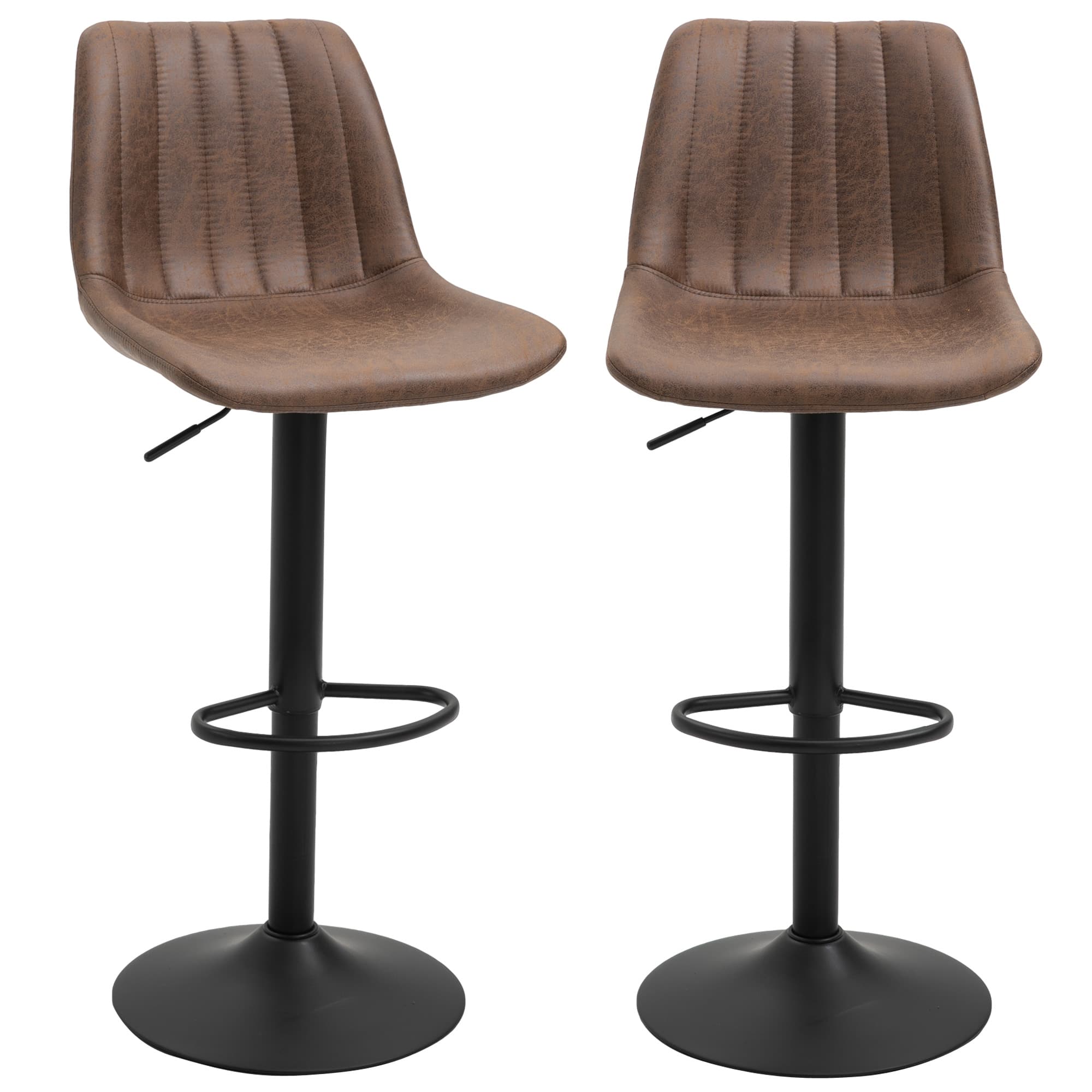 HOMCOM Lot de 2 tabourets de bar style vintage hauteur réglable pivotant avec repose-pied marron
