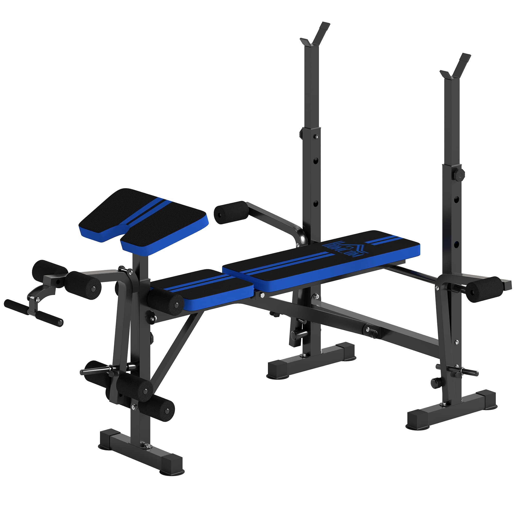 HOMCOM Banc de Musculation avec Dossier Réglable et Support de Barre Réglable pour Entraînement à Domicile Salle de Sport Noir