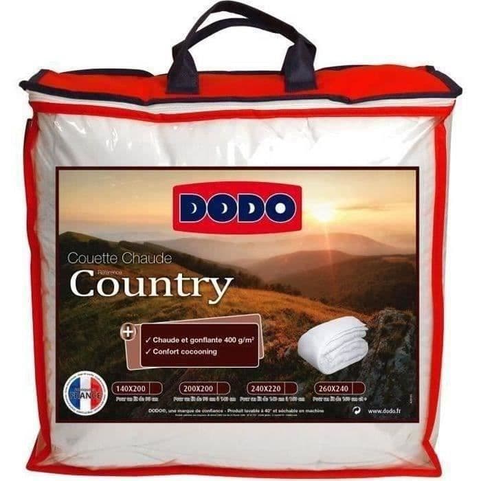 Couette Chaude 400gr/m2 - DODO - COUNTRY - 220 x 240 cm - Blanc