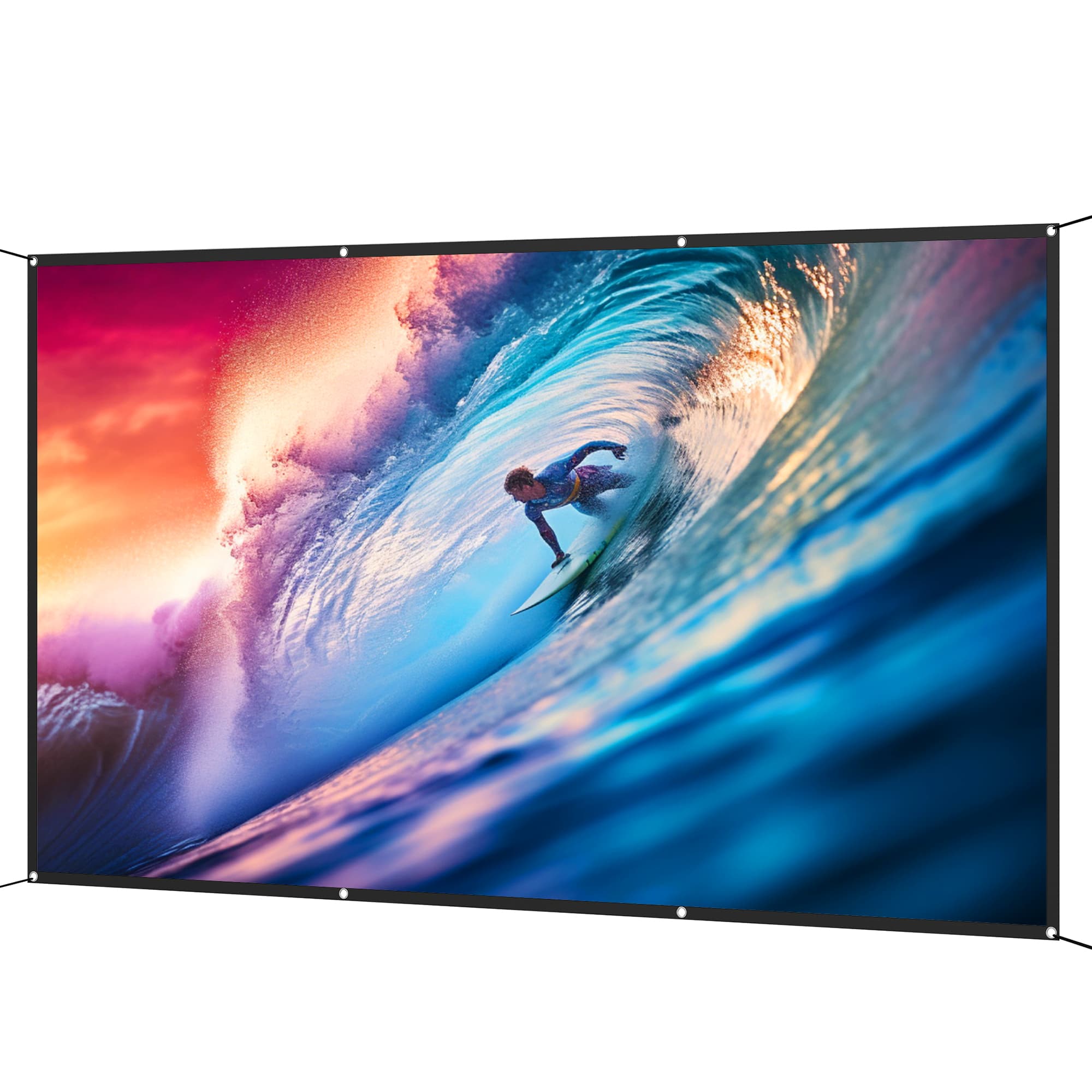 HOMCOM Toile de Projection Manuelle 305 cm Format 16:9 HD 4K/8K pour Intérieur et Extérieur Blanc