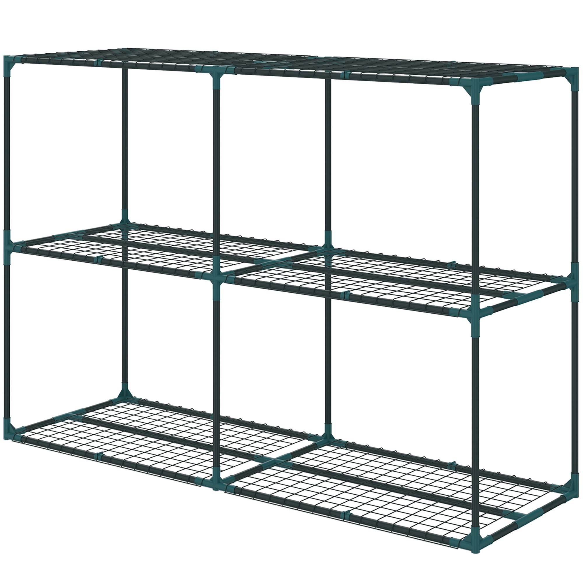 Outsunny Support pour plantes à 3 niveaux ouvert en acier et plastique, 143x48x100 cm, Vert foncé