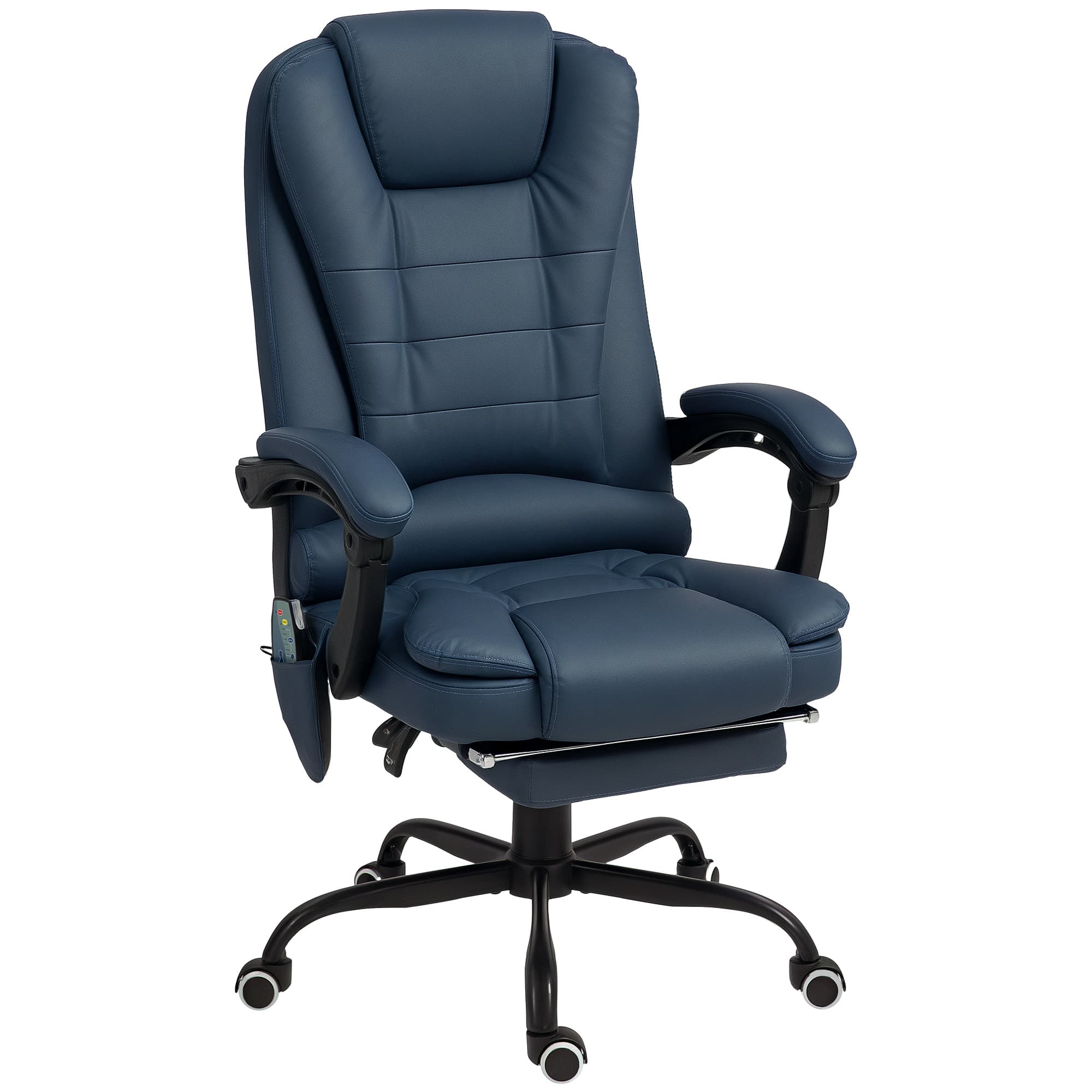 Vinsetto Fauteuil de bureau massant, chaise de bureau avec hauteur réglable, dossier inclinable et télécommande filaire, bleu