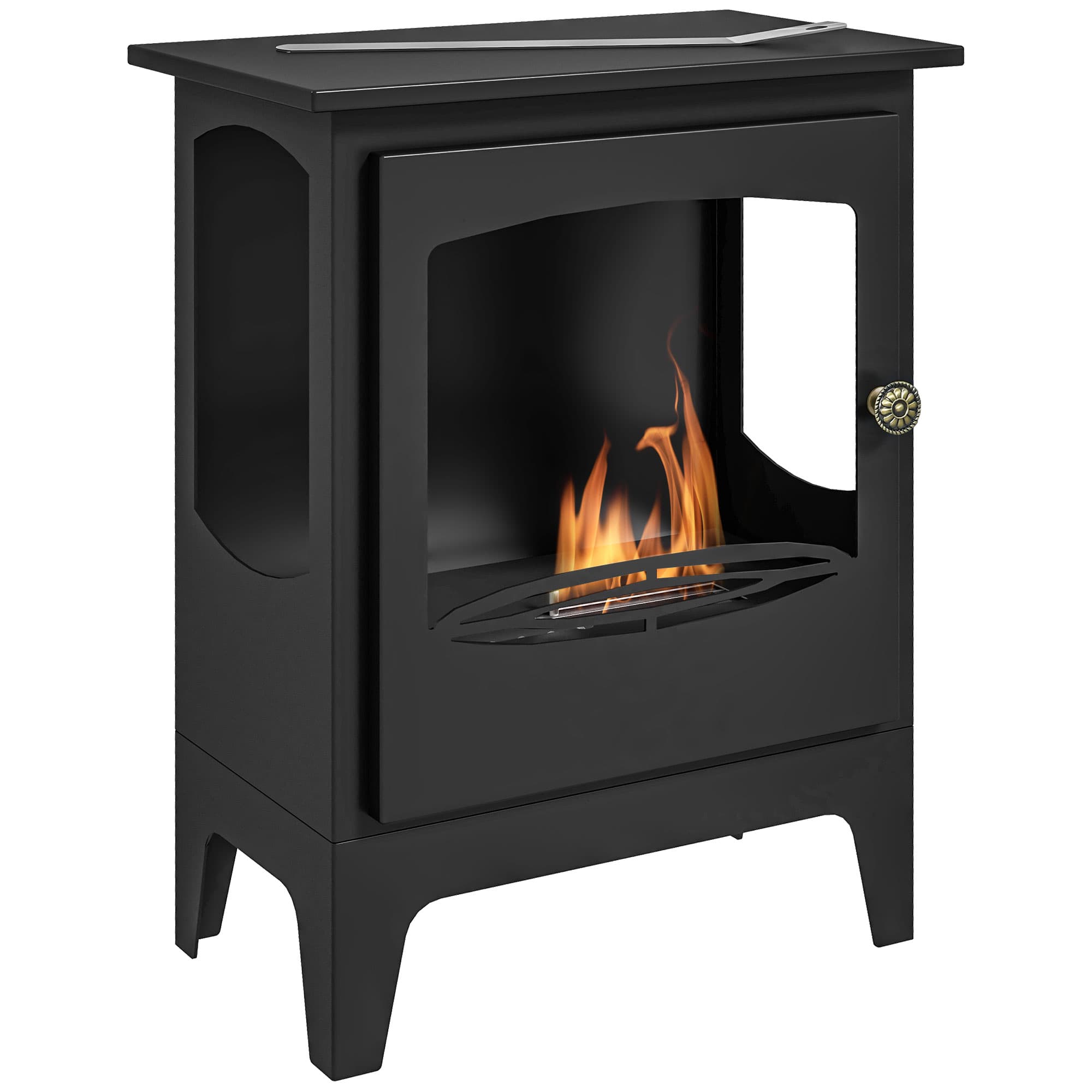 HOMCOM Cheminée à l'éthanol sur pieds style contemporain avec réservoir 1,2Lenviron couverture 25 m2 39 x 26 x 54 cm noir