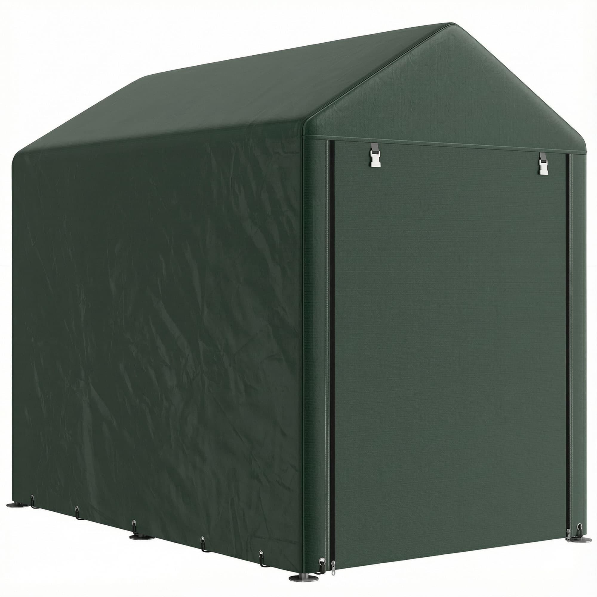 Outsunny Abri de Jardin pour Vélos 1,2x1,8x1,65 m avec 2 Compartiments Porte zippée Imperméable Anti-UV Vert