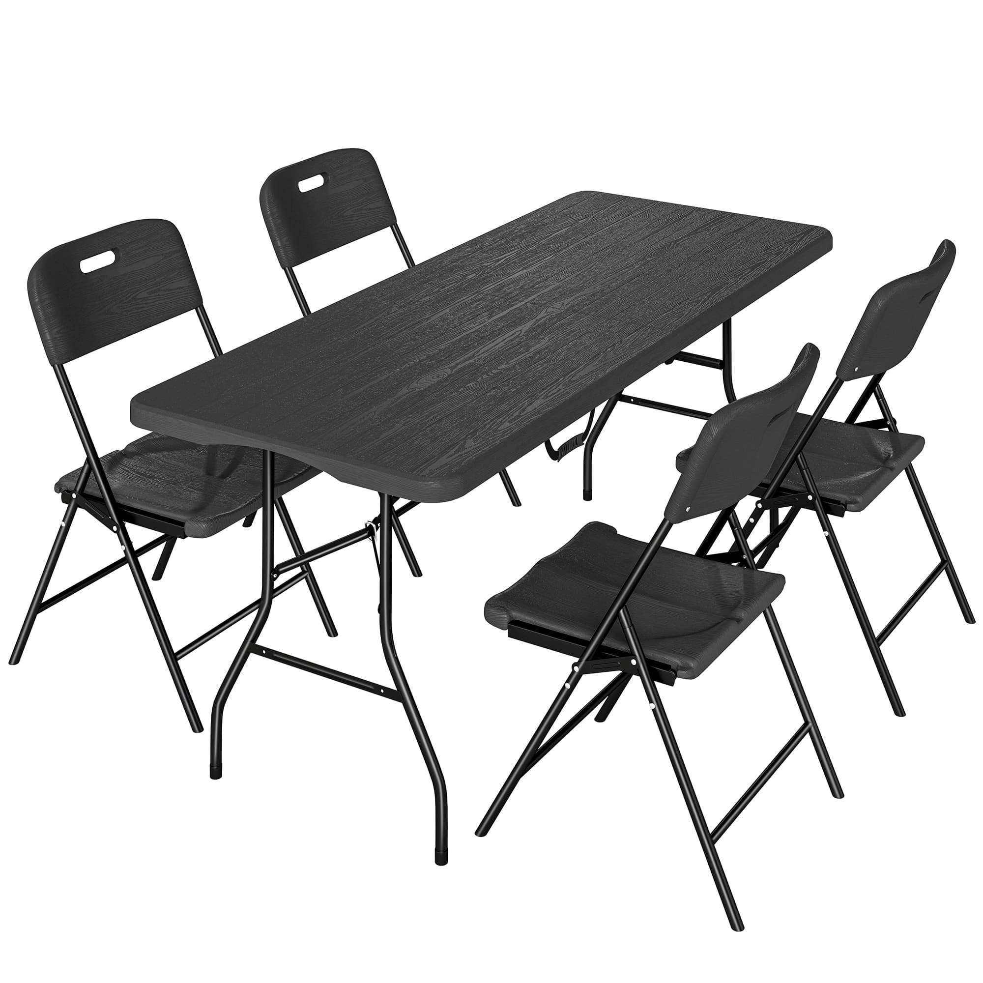 Outsunny Ensemble table de camping pliante set brasserie avec 4 chaises, Noir
