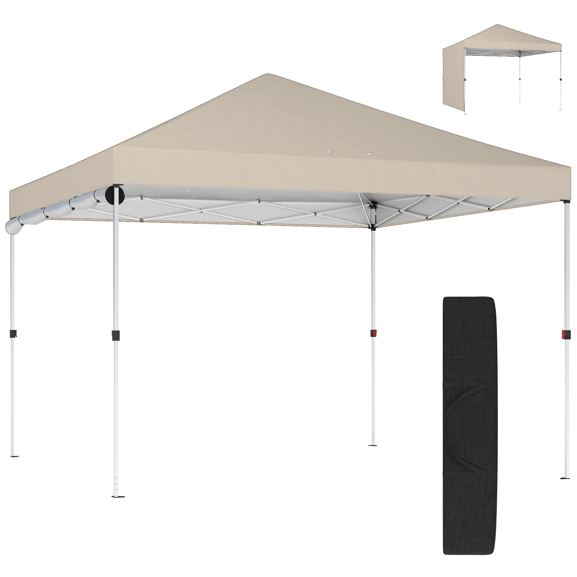 Outsunny Gazebo 3x3m, Imperméable pour Jardin et Fêtes en Extérieur, Beige