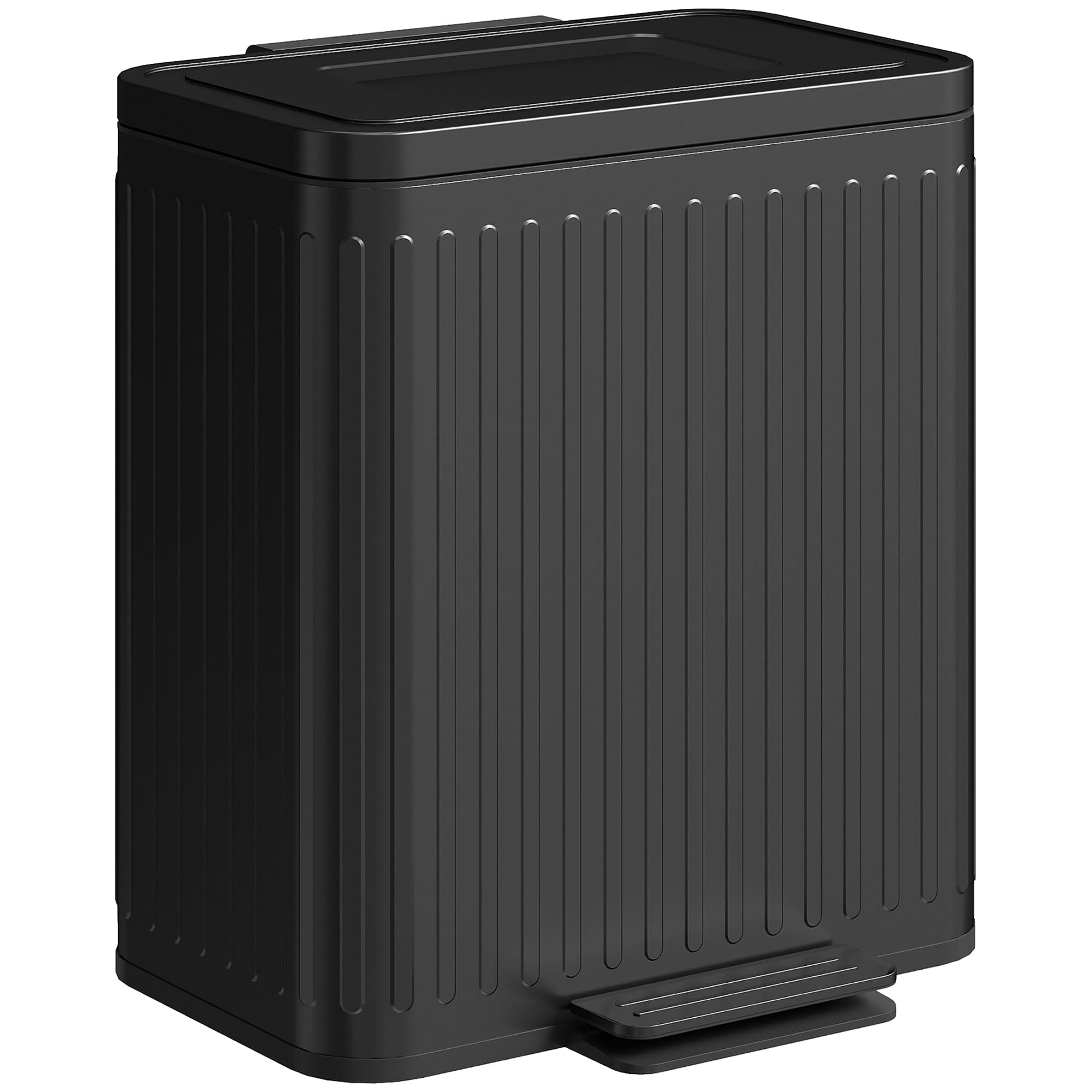 HOMCOM Poubelle de cuisine, compartiments 2 x 20 L, tri des déchets efficace, pédale, plastique, métal, noir