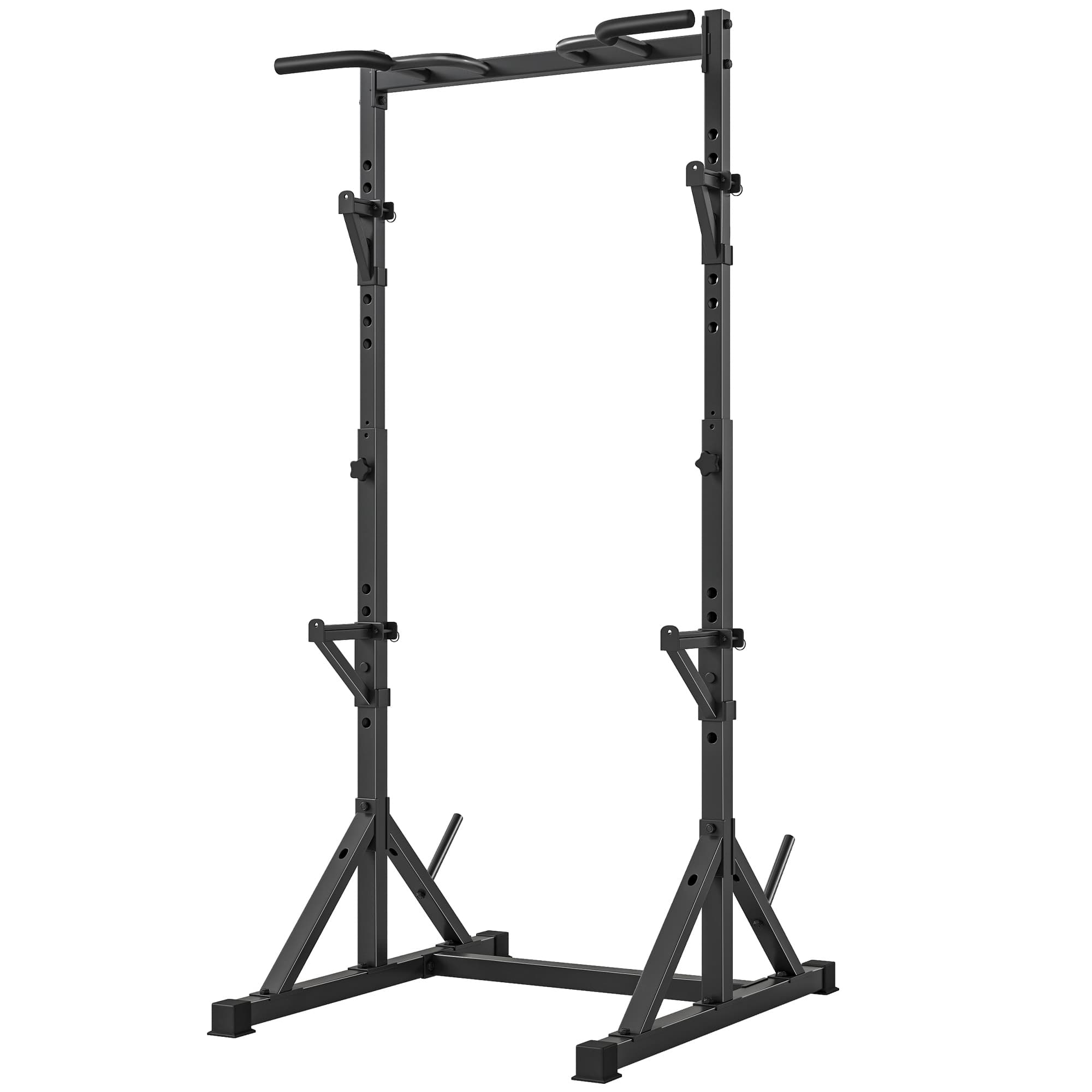 SPORTNOW Squat Rack et Rack de Barre Hauteur Réglable Multifonction, Noir