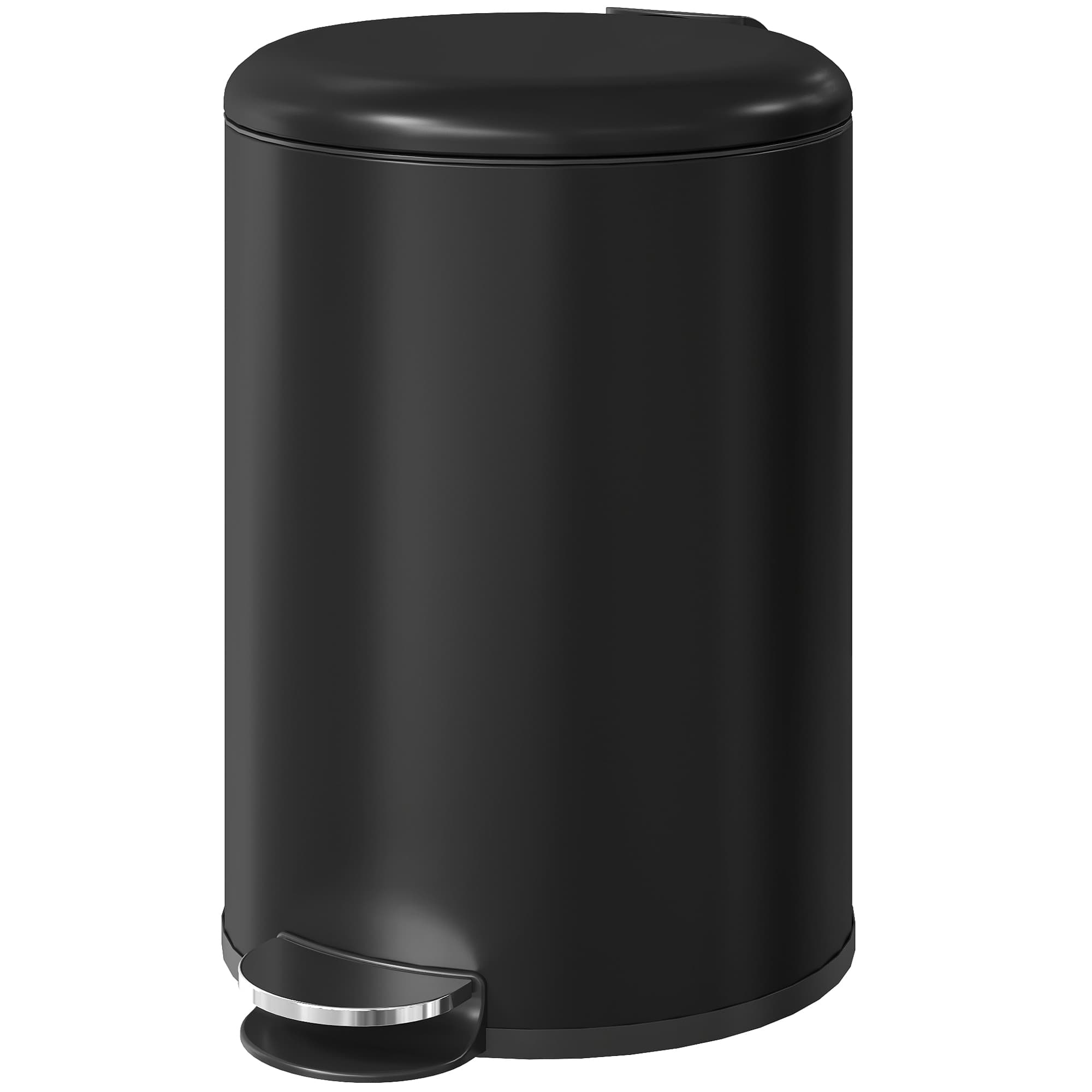 HOMCOM Poubelle de cuisine 20 L, poubelle en métal résistante aux empreintes avec couvercle à fermeture douce, pédale et seau amovible, Noir