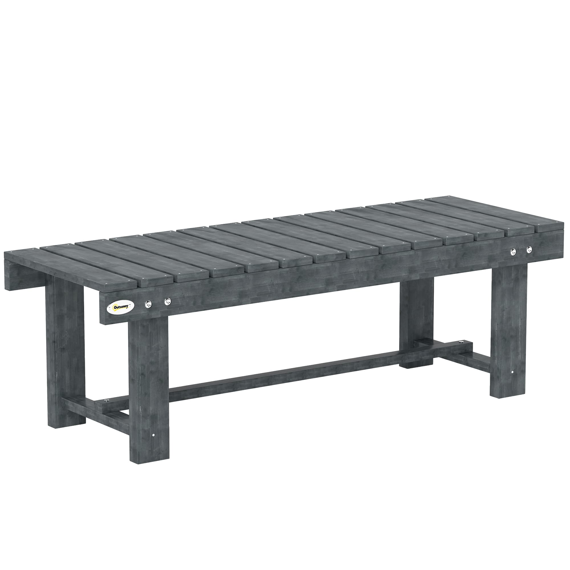 Outsunny Banc de jardin 2 places imperméable en bois d'épicéa, 110x38x35 cm, Gris