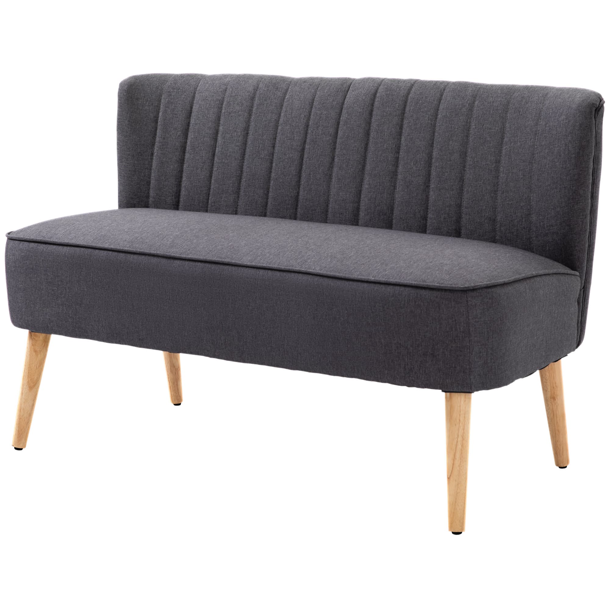 HOMCOM Canapé 2 places, rembourrage moelleux, revêtement facile d'entretien, jusqu'à 220 kg, 117 x 56,5 x 77 cm, gris foncé