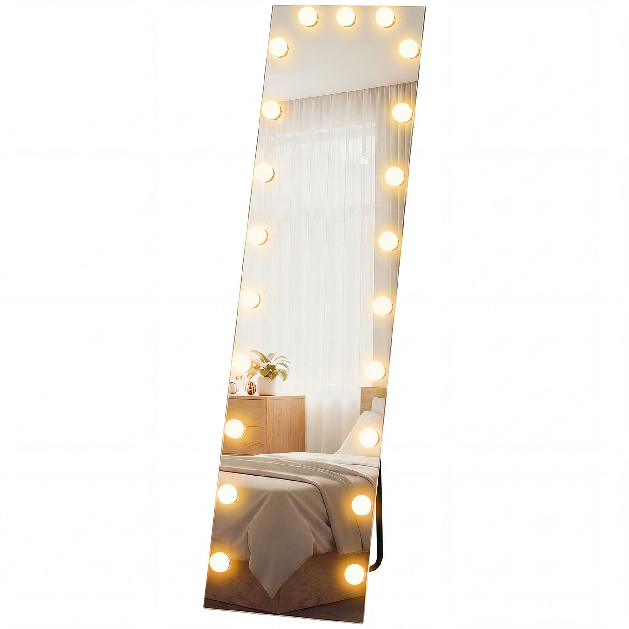 HOMCOM Miroir pleine longueur 150x40 cm RGB-LED sur pied avec 21 ampoules 7 couleurs Interrupteur tactile Fonction mémoire
