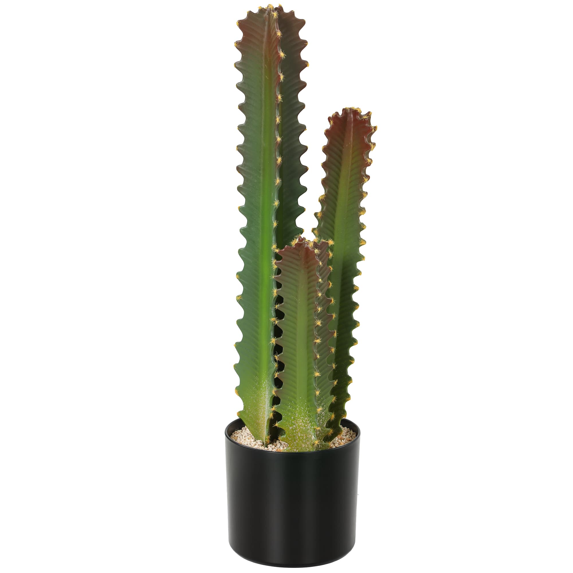 HOMCOM Cactus artificiel 66 cm plante décorative avec pot et 3 feuilles pour décoration intérieure vert