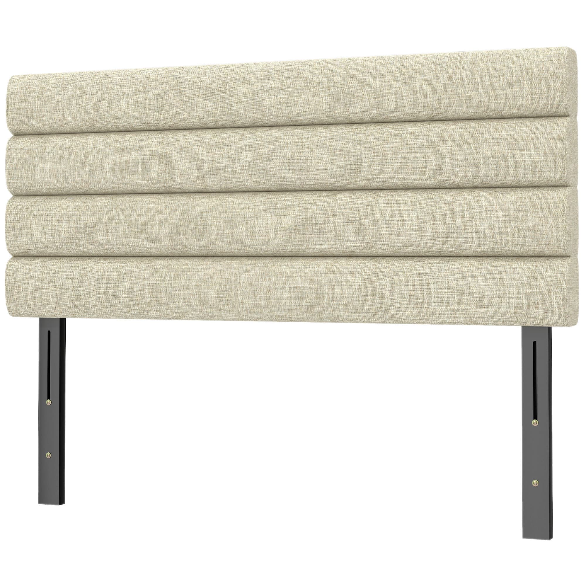 HOMCOM Tête de lit 140 cm tapissée aspect lin Hauteur réglable 3 niveaux 106/116/126 cm Montage mural Beige