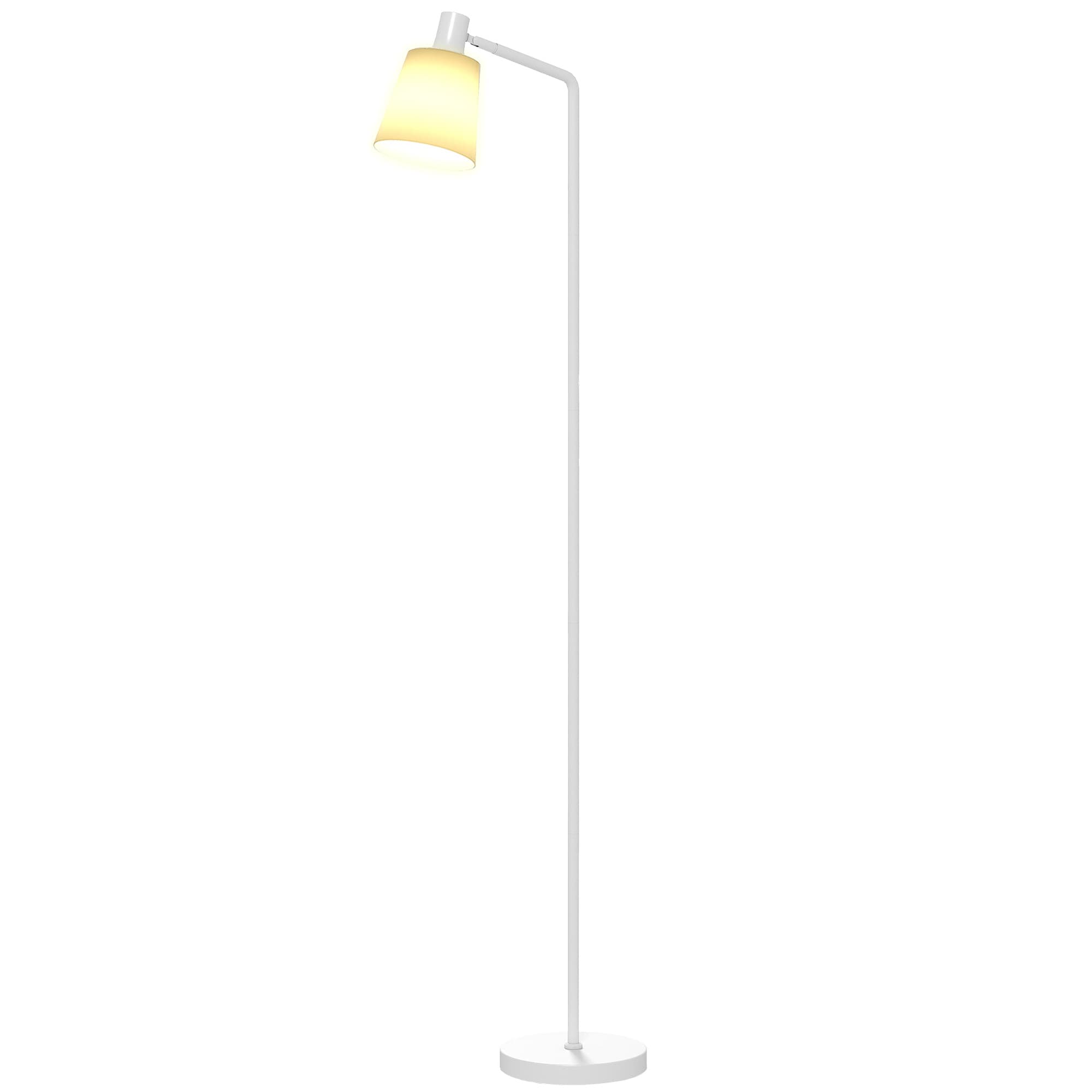 HOMCOM Lampe sur pied LED dimmable avec 3 températures de couleur 3000K-6500K, abat-jour pivotant, ampoule E27, blanc