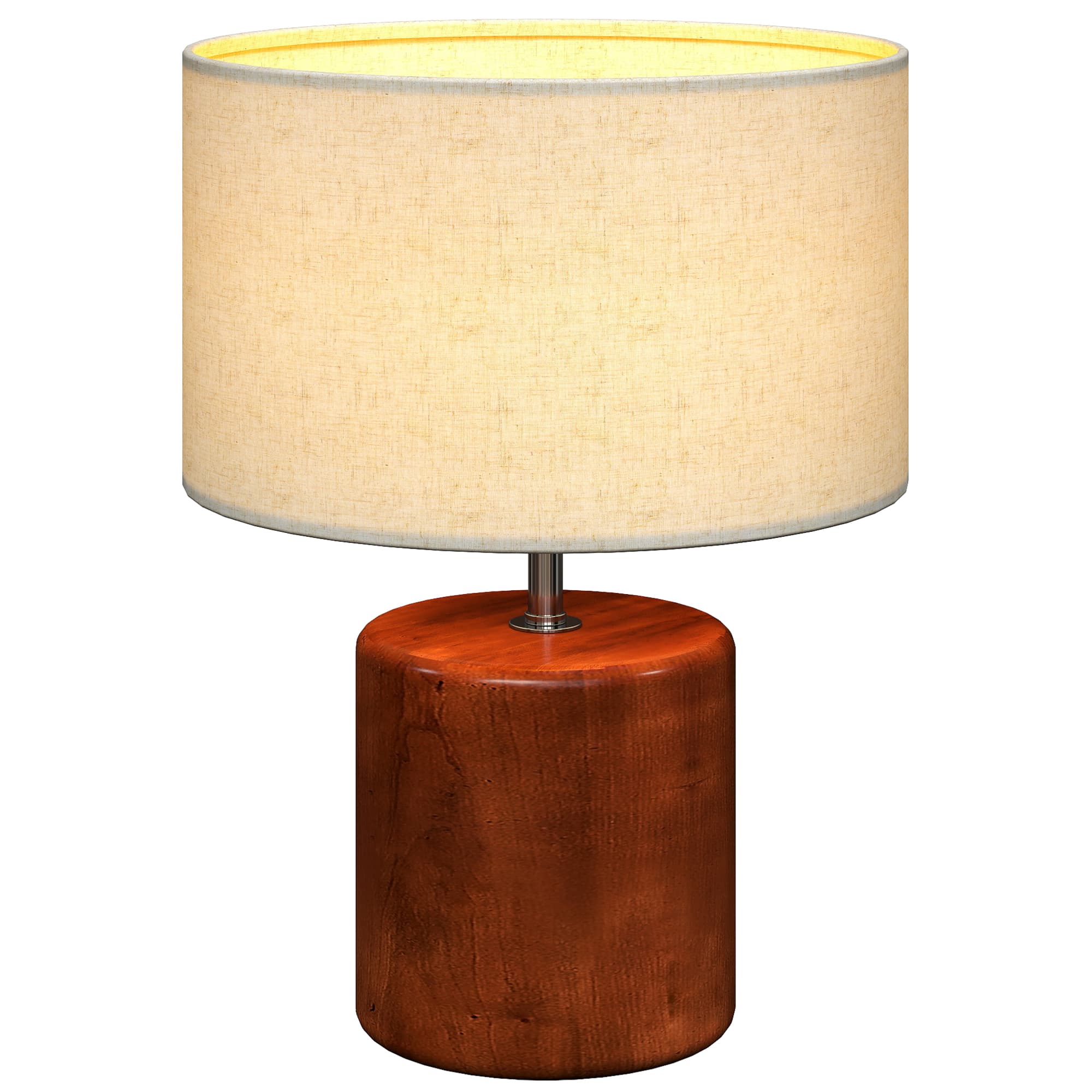 HOMCOM Lampe de Table Rustique Lampe de Chevet avec Base en Bois Abat-jour en Lin Interrupteur à Bascule Marron