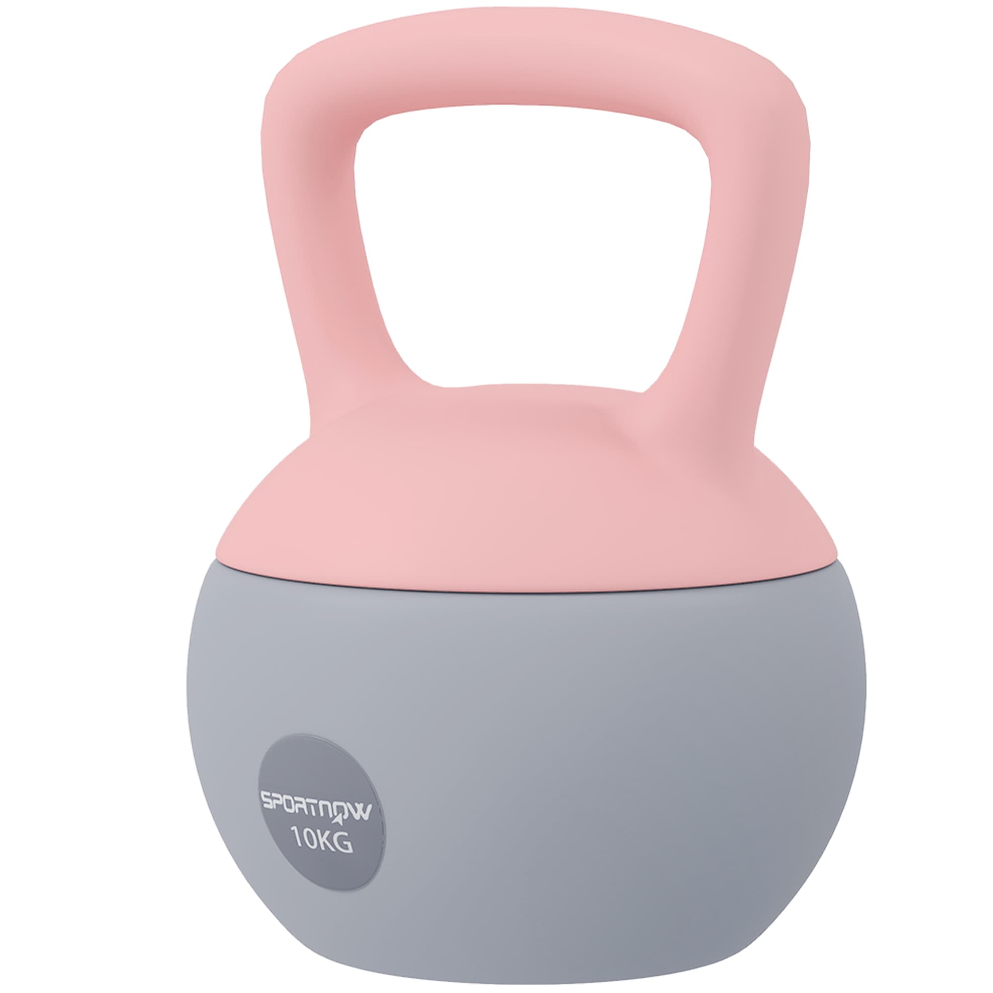 SPORTNOW Kettlebell 10 kg rempli de sable métallique Poignée antidérapante pour s'entraîner à la maison 21x21x30cm Rose et gris