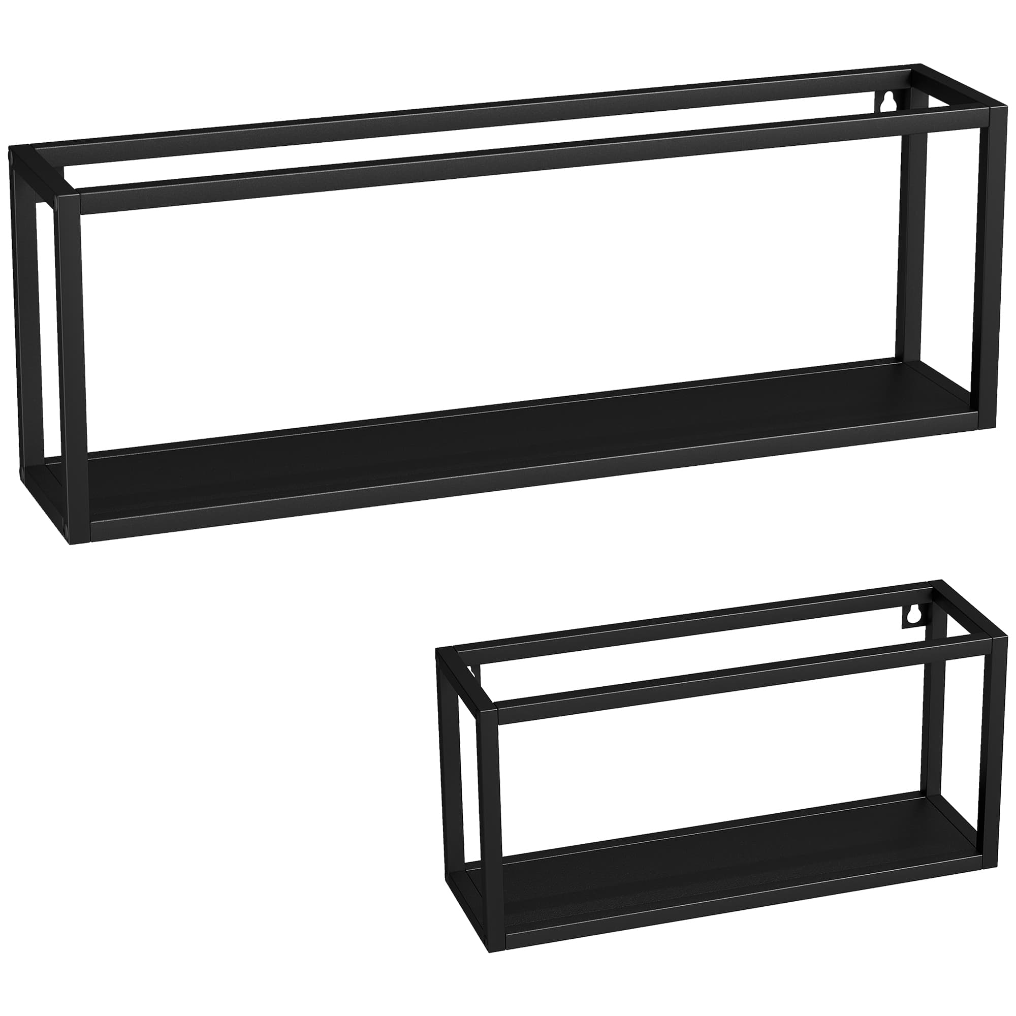 HOMCOM Lot de 2 étagères murales, capacité 15 kg, pour montage mural, acier, noir