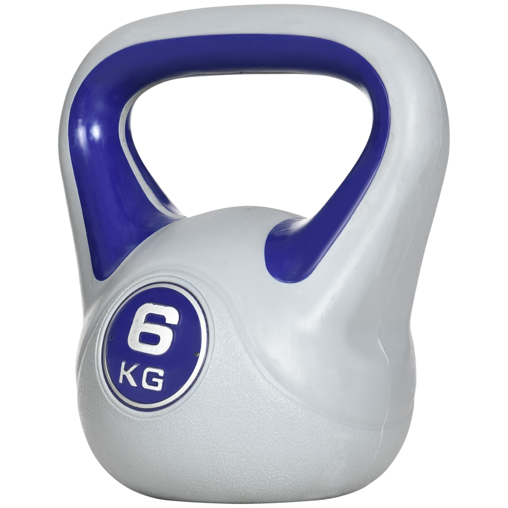 SPORTNOW Kettlebell 6 kg Revêtement en PU et remplissage sable pour entraînement de force 20x13x22 cm Violet et Gris
