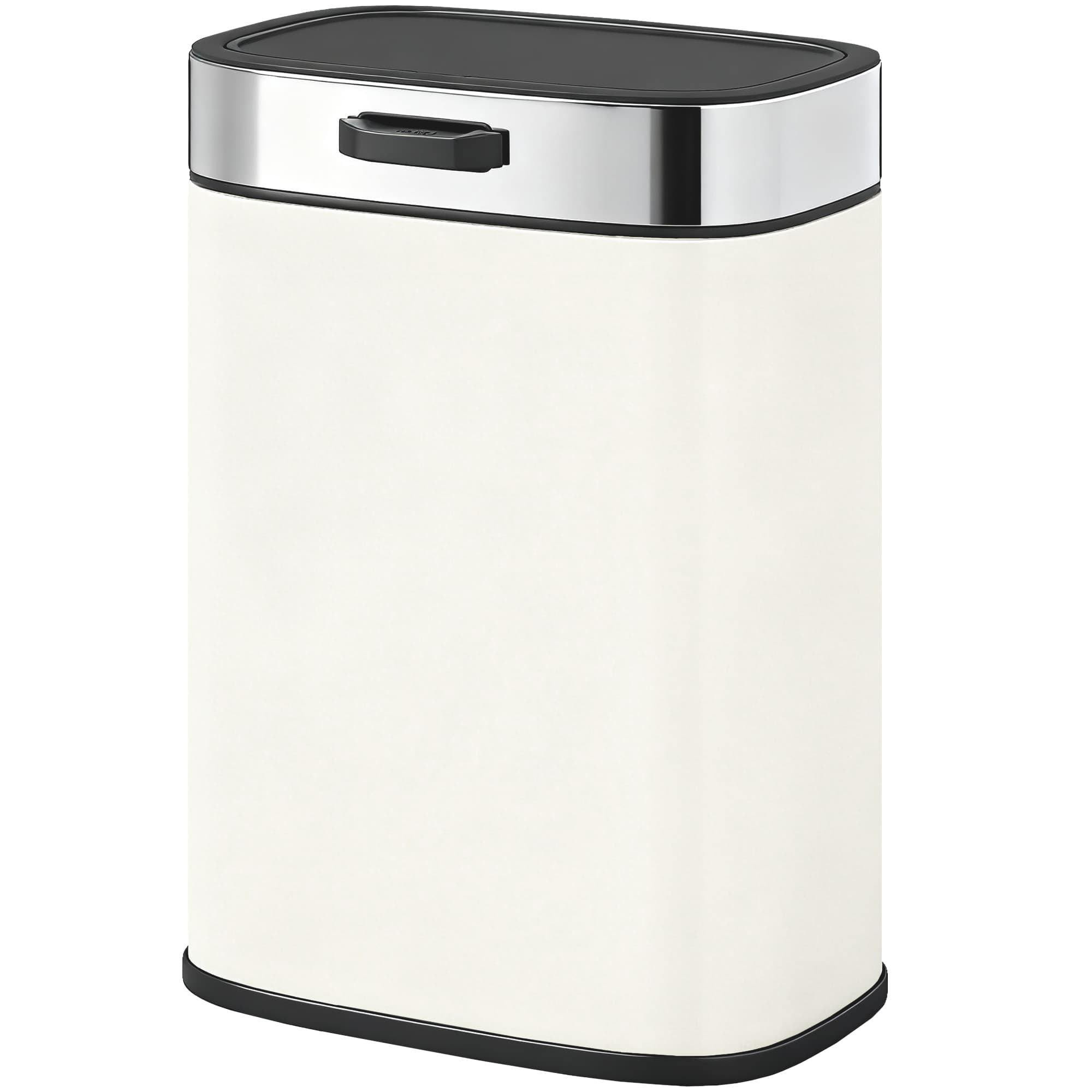 HOMCOM Poubelle 5 L, posable ou suspendue, acier inox, Crème blanche