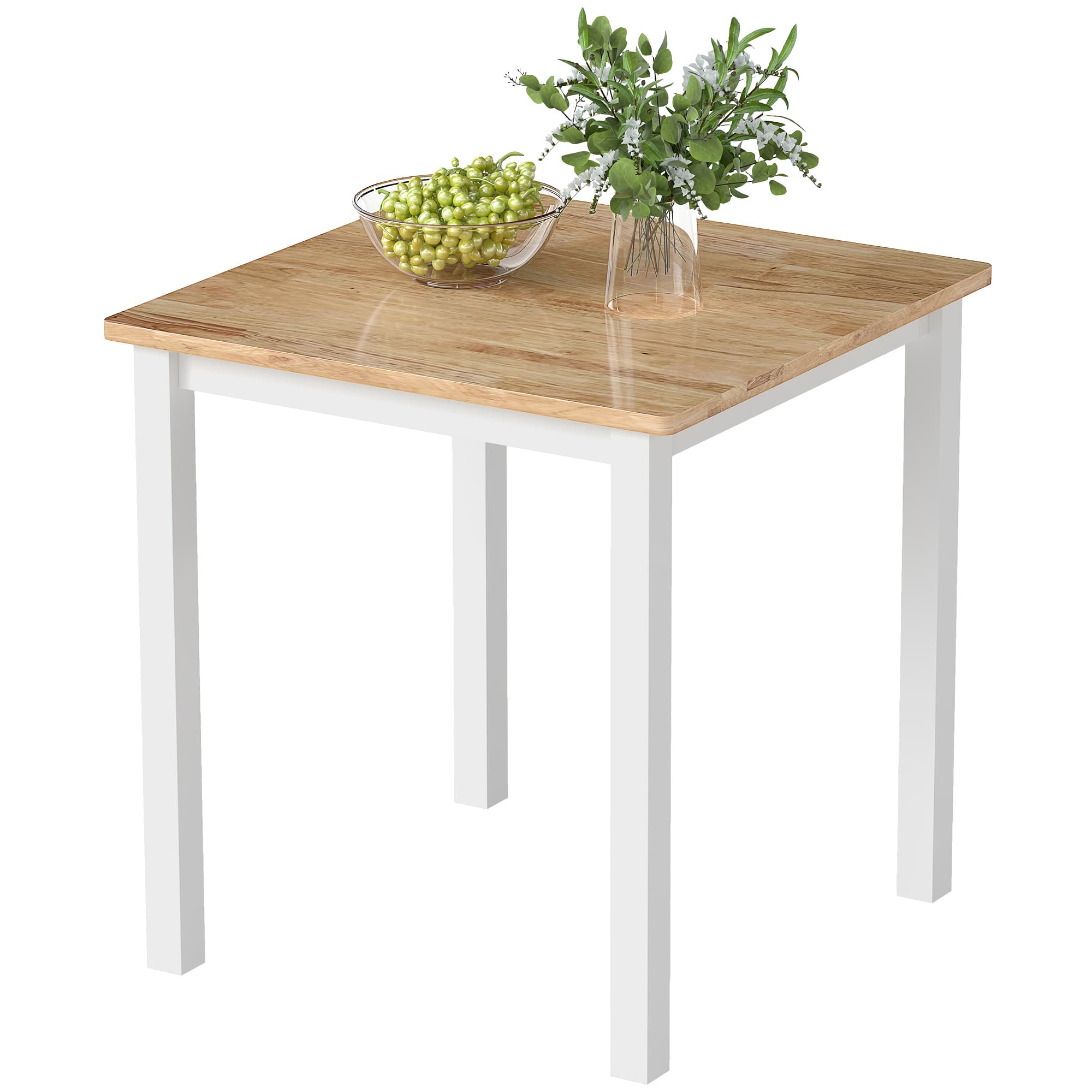 HOMCOM Table à manger en bois de caoutchouc, pour jusqu'à 4 personnes, bois naturel
