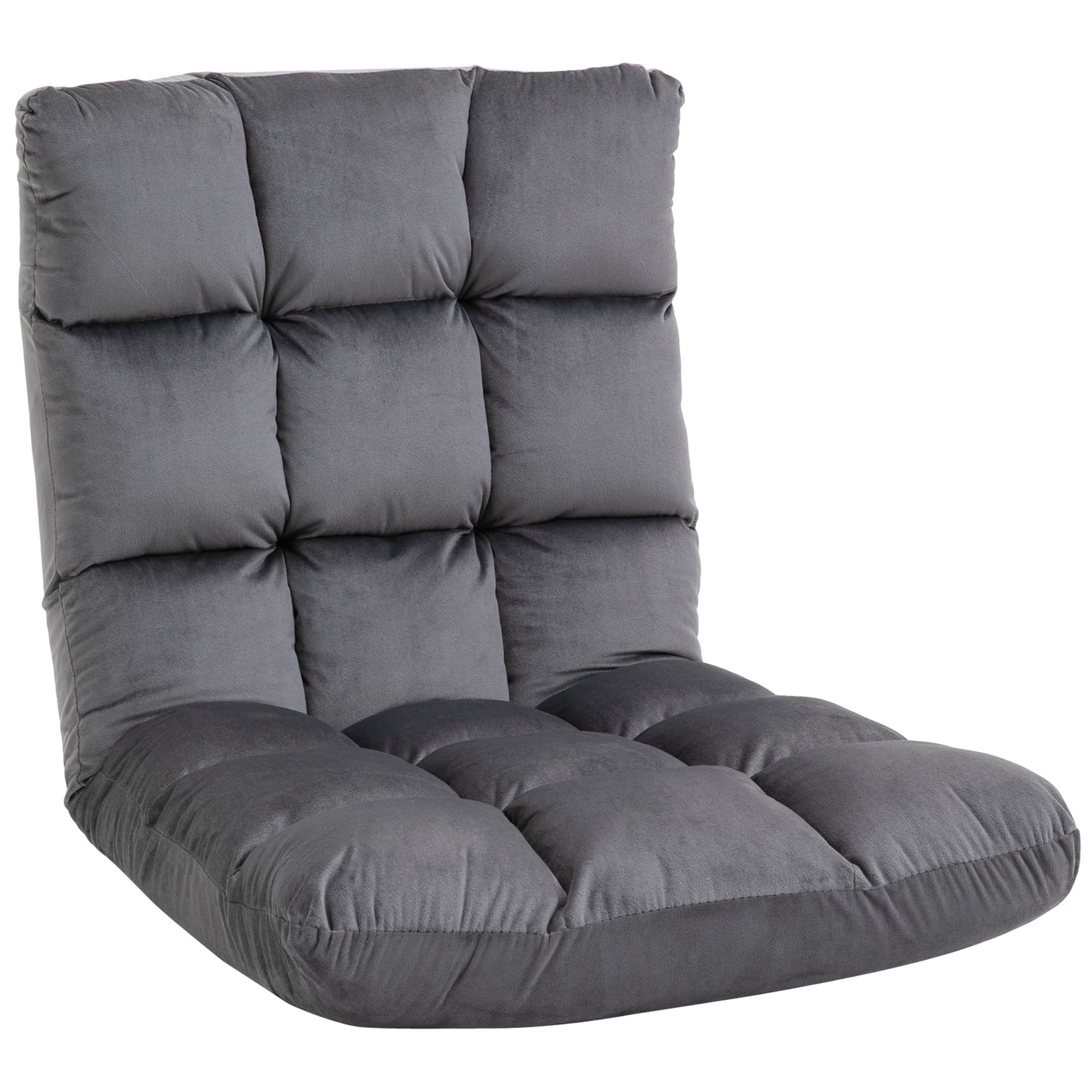 HOMCOM Fauteuil Convertible Fauteuil Paresseux Grand Confort Inclinaison Dossier Multipositions 90°-180° Flanelle Polyester capitonné Gris foncé
