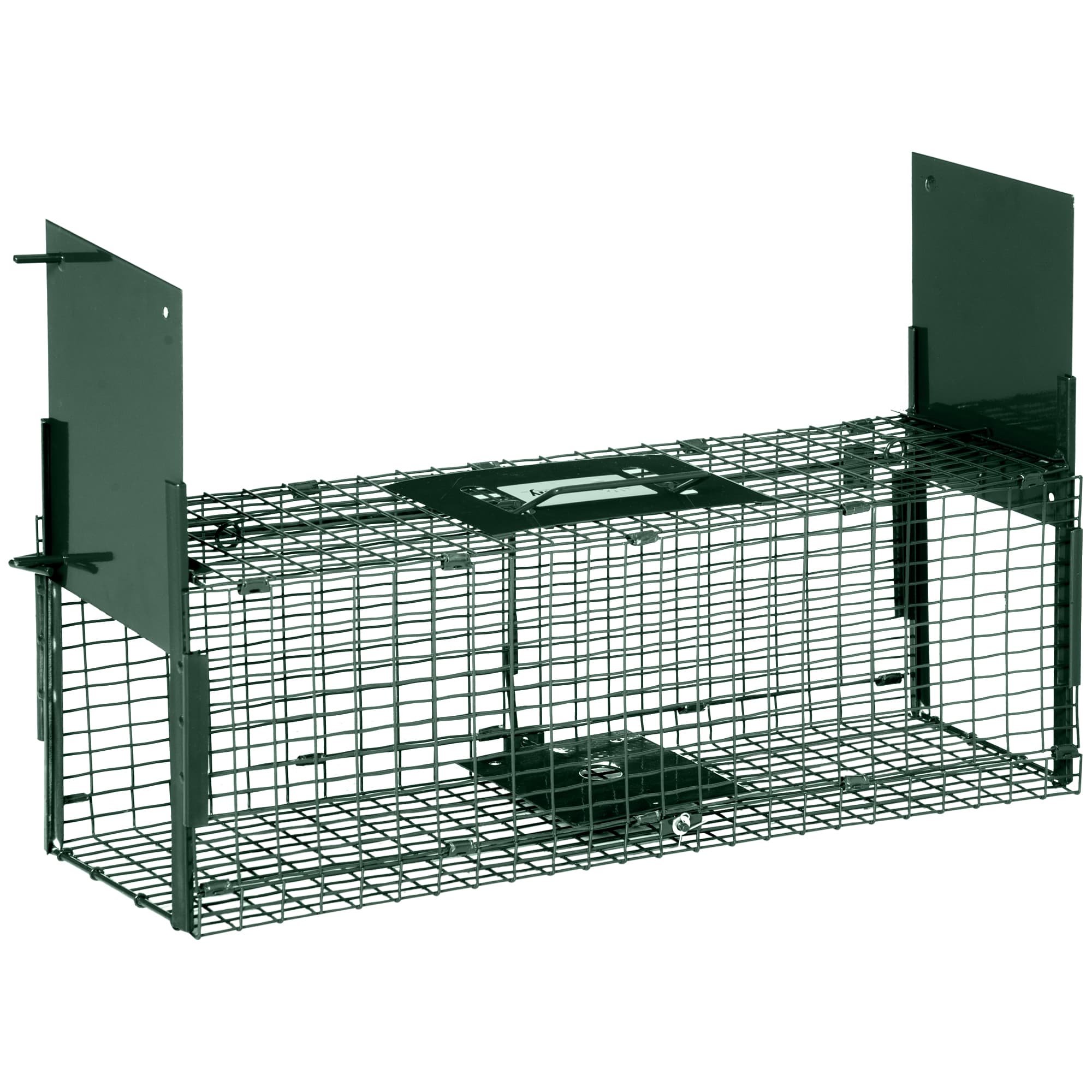 Outsunny Piège de capture pour petits animaux type lapin rat - 2 entrées + poignée - dim. 60L x 18l x 20H cm - acier vert-AOSOM.fr