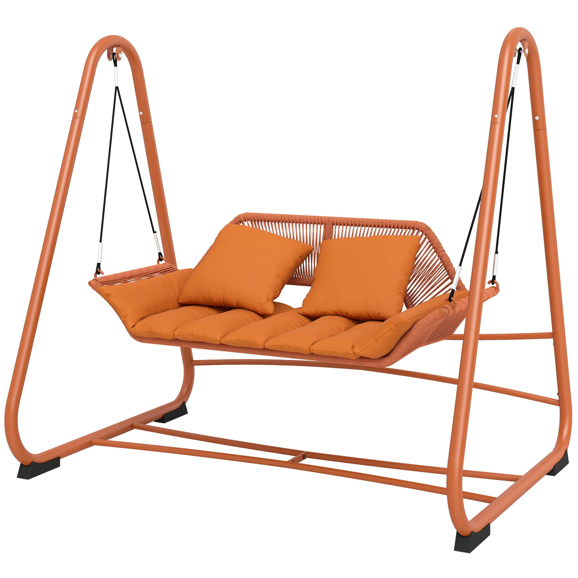 Outsunny Balancelle Hollywood, balancelle de jardin avec coussins, structure, pour jardin, balcon, 174 x 120 x 162 cm, métal, Terracotta