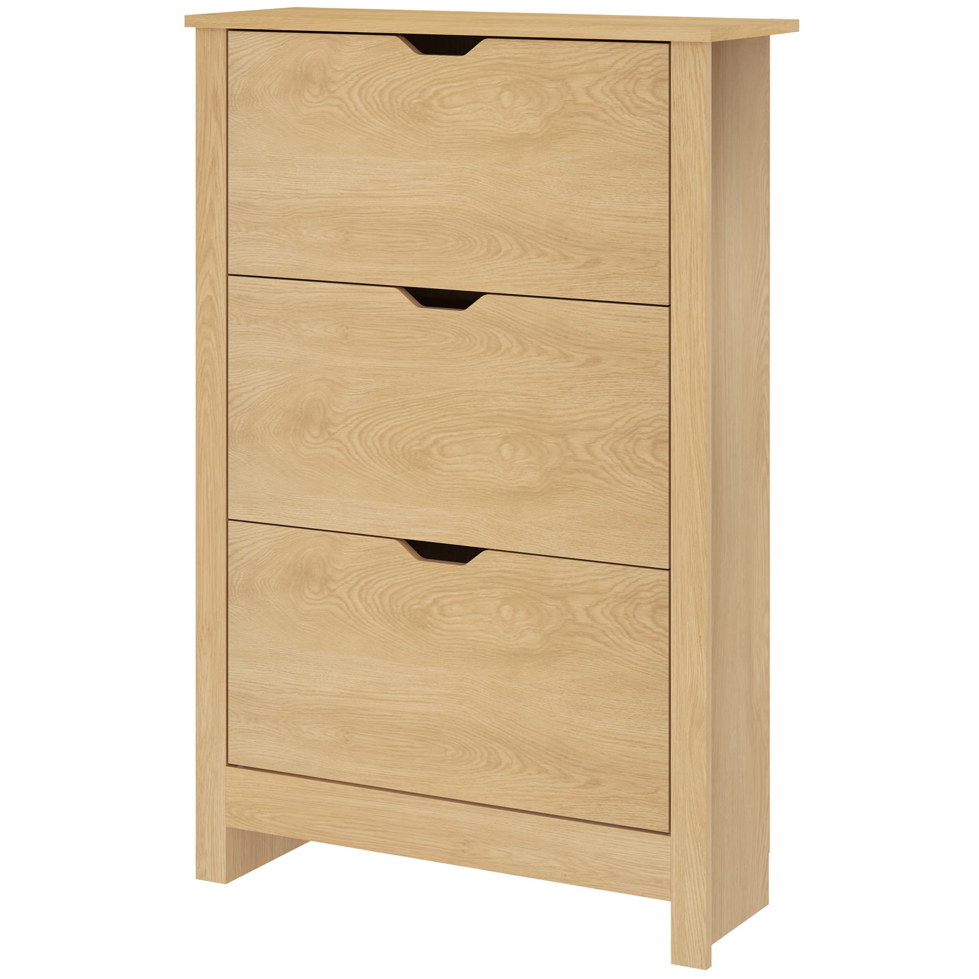 HOMCOM Meuble à chaussures slim pour 18 paires, 3 tiroirs avec 2 étagères réglables et amovibles, 72x26x112 cm, Naturel