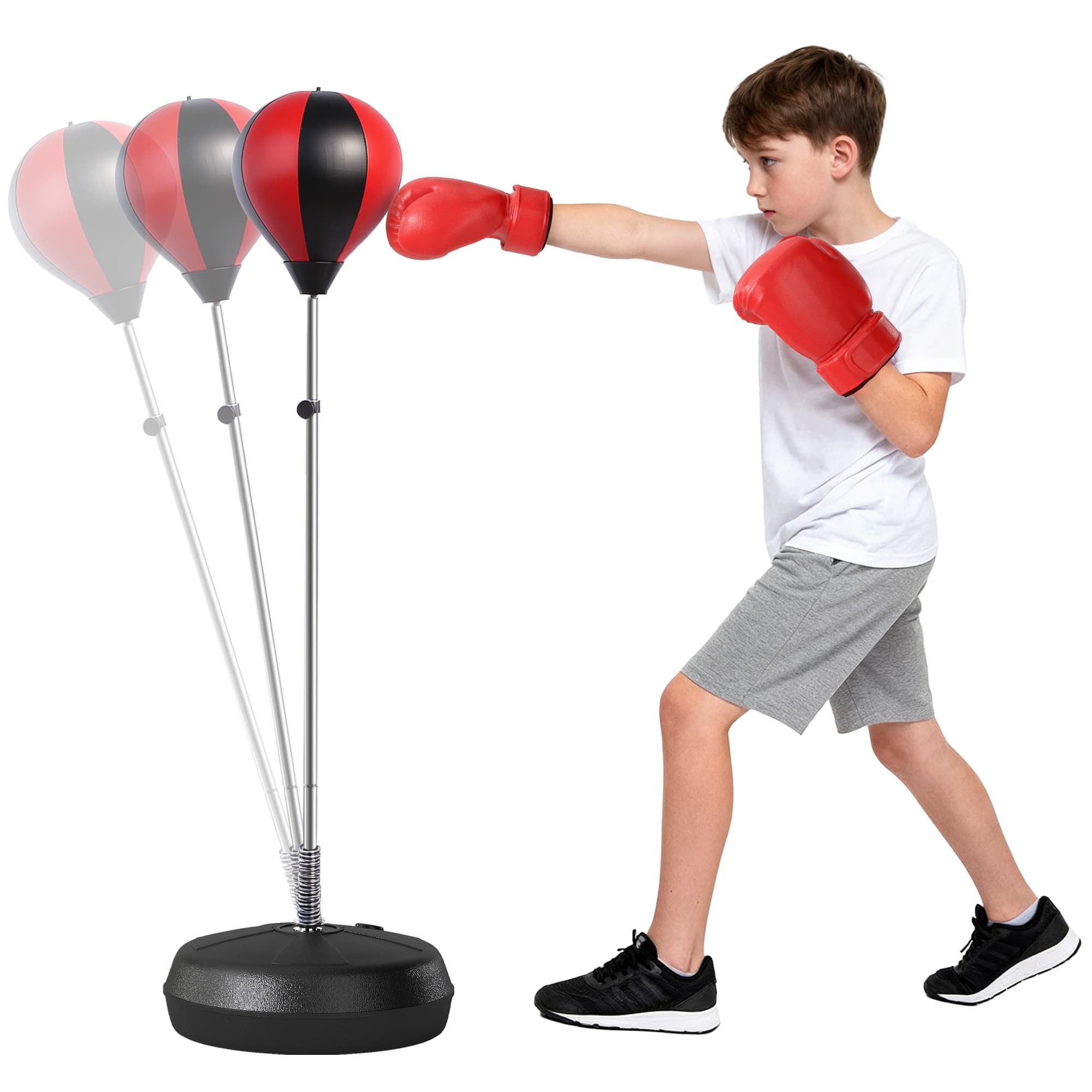 HOMCOM punching ball sur pied, hauteur réglable, avec gants de boxe, inclus pompe, pour entraînement boxe fitness Aosom France
