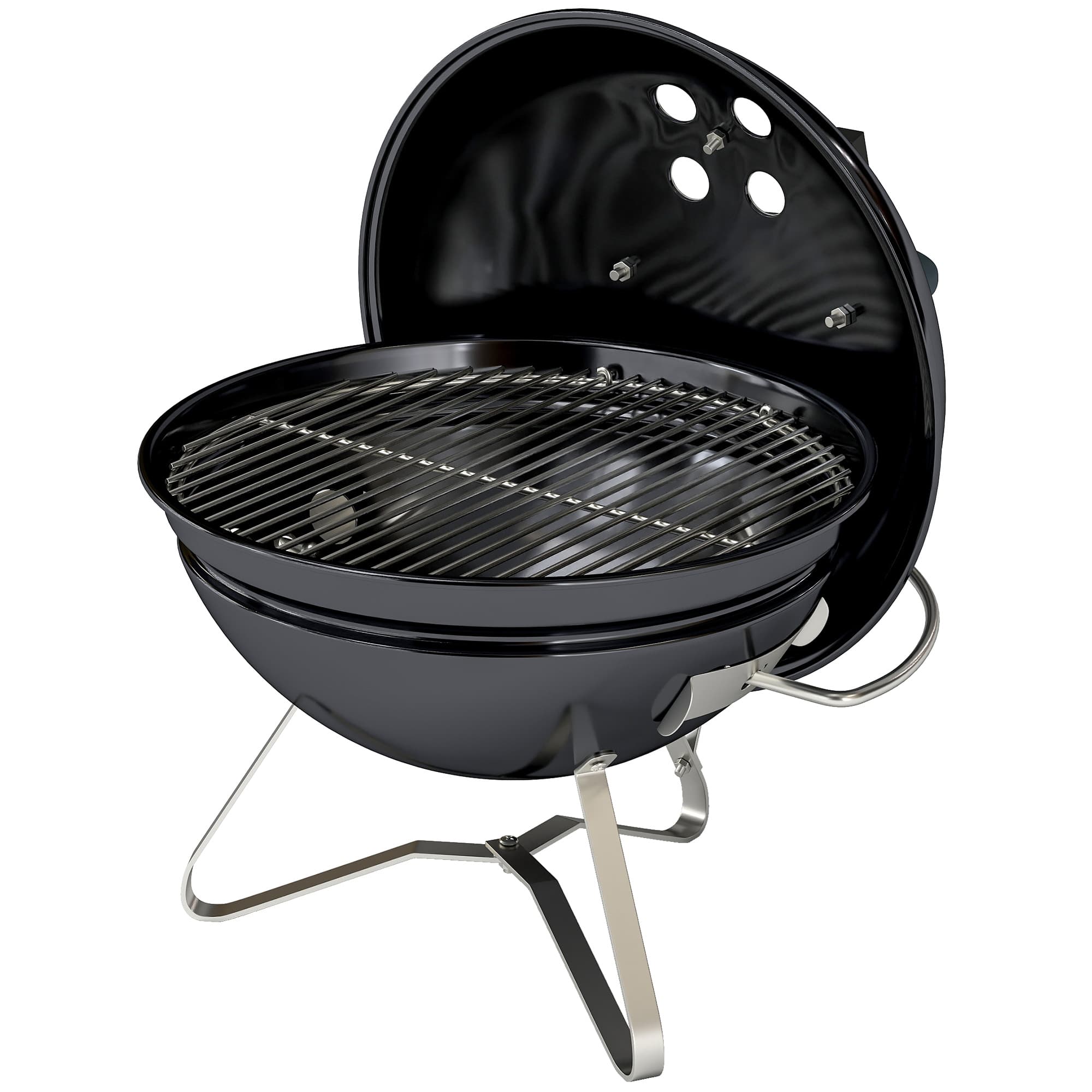 Outsunny Barbecue à charbon Barbecue boule portable avec poignée de couvercle et bouches d'aération réglables pour barbecue 41x41x44 cm Noir