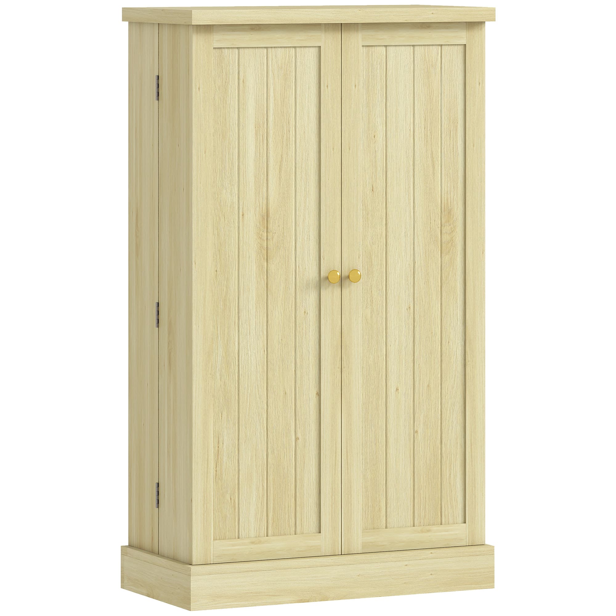 HOMCOM Garde-manger 104 cm, 12 porte-épices, étagères réglables, bois naturel.