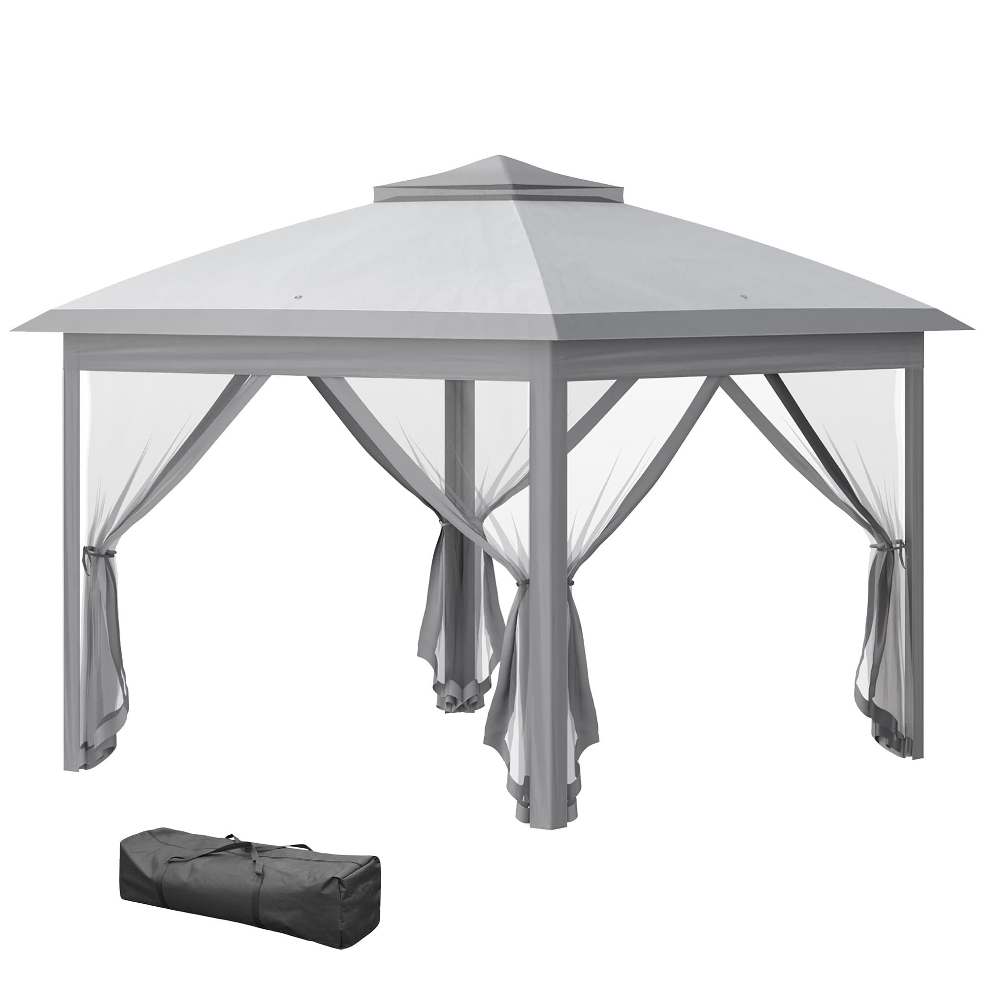 Outsunny Tonnelle barnum de jardin Pop-up tente pliant double toit 4 moustiquaires zippées amovibles + sac de transport