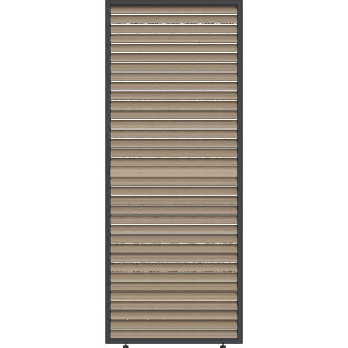Panneau brise-vue - OMBREA - Ventelles horizontales mobiles - 1 m - Aluminium - Anthracite et ventelles finition bois