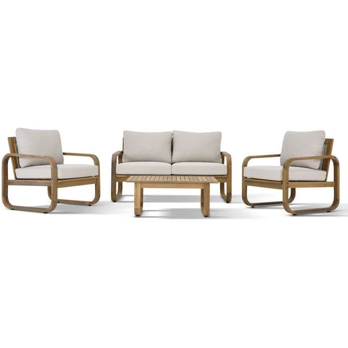 Salon de jardin - Bois d'acacia - 4 personnes - BOHEMIA - Creme