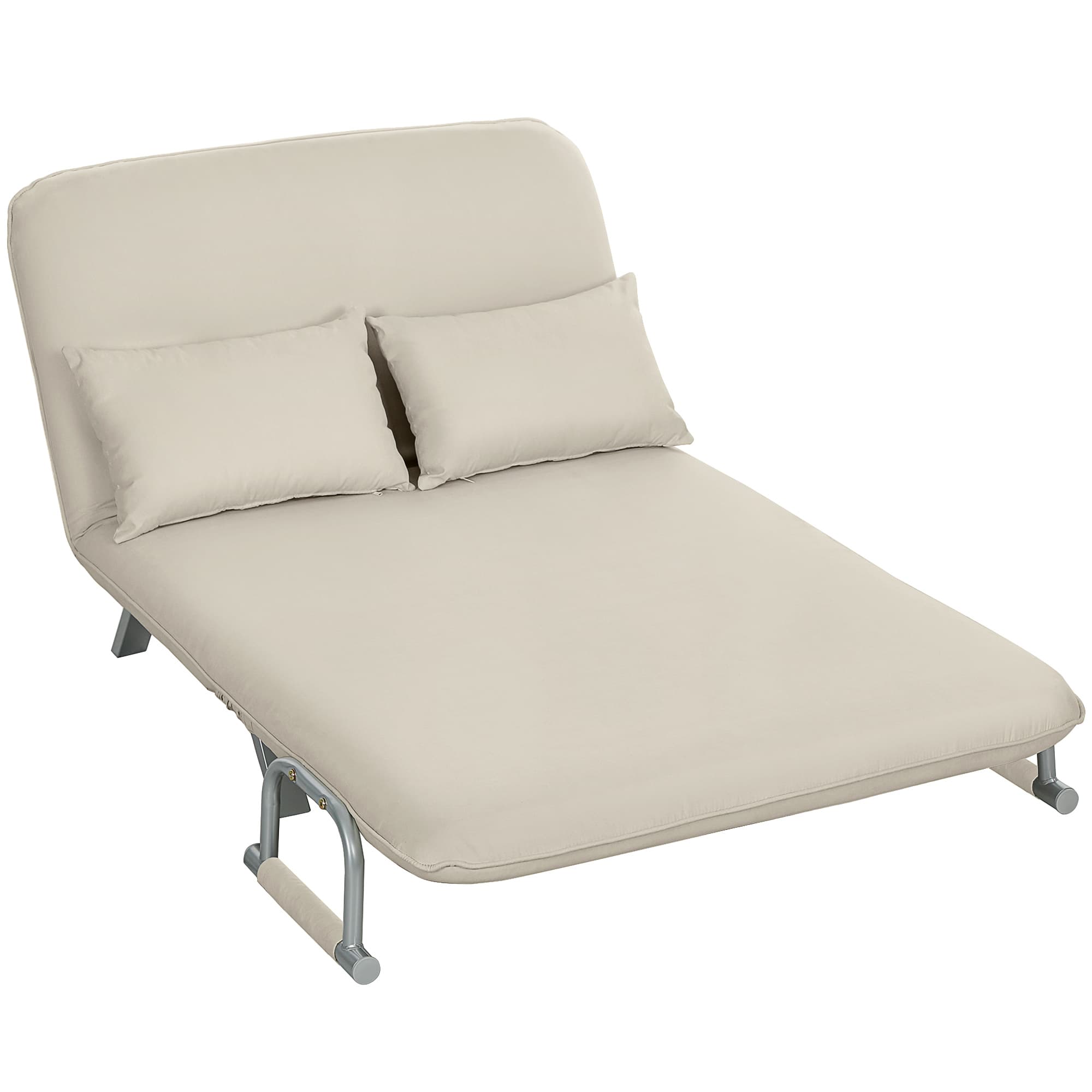 HOMCOM Canapé convertible 2 places canapé-lit 2 places avec dossier réglable et 2 coussins en revêtement aspect suède beige