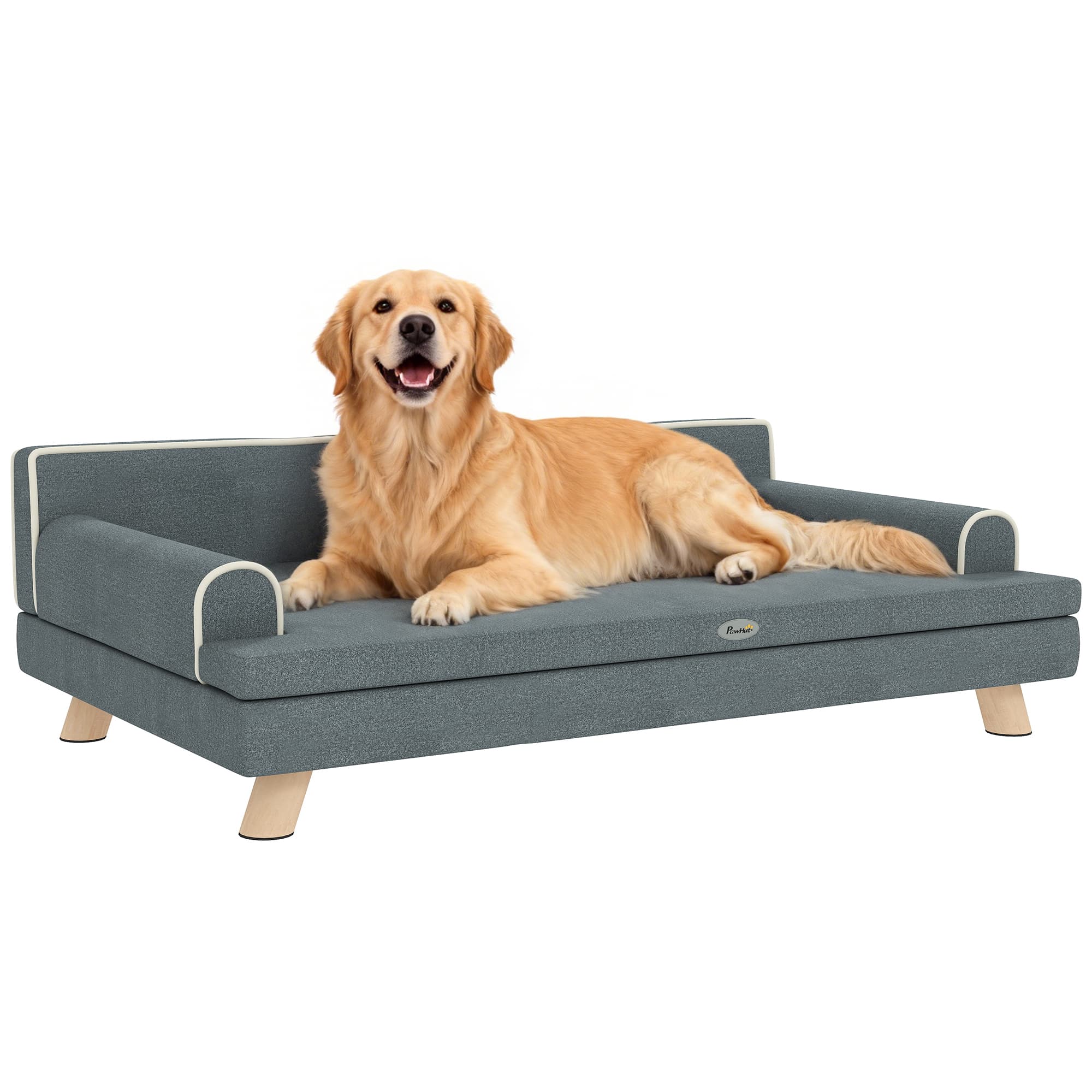 PawHut Canapé pour chien chat design scandinave coussin moelleux amovible pieds bois massif 100 x 62 x 32 cm gris Aosom France