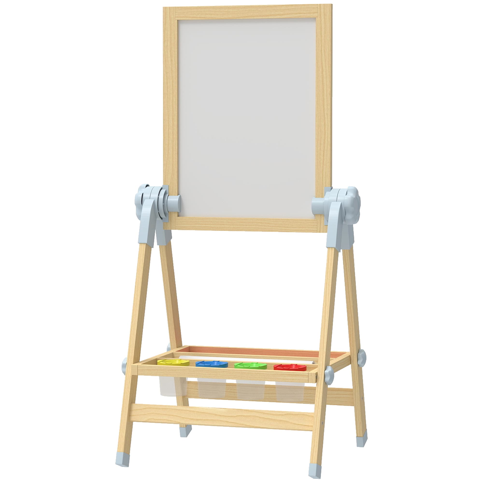 AIYAPLAY tableau chevalet pour enfant, tableau blanc magnétique, 48,5x46,5x70-97cm, naturel Aosom France