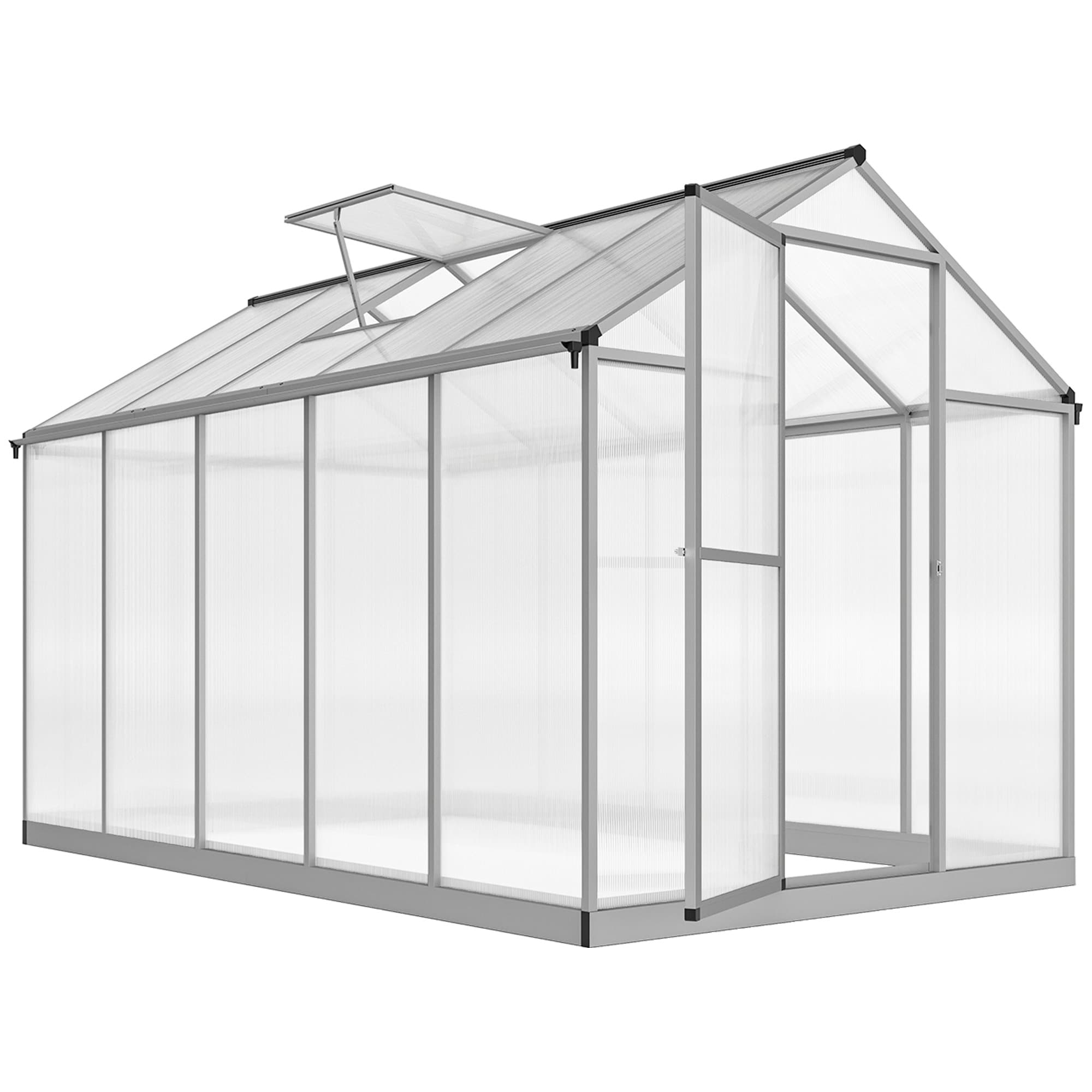 Outsunny Serre de jardin Serre botanique aluminium polycarbonate transparent double paroi anti-UV lucarne réglable 303x183x195 cm Aosom France